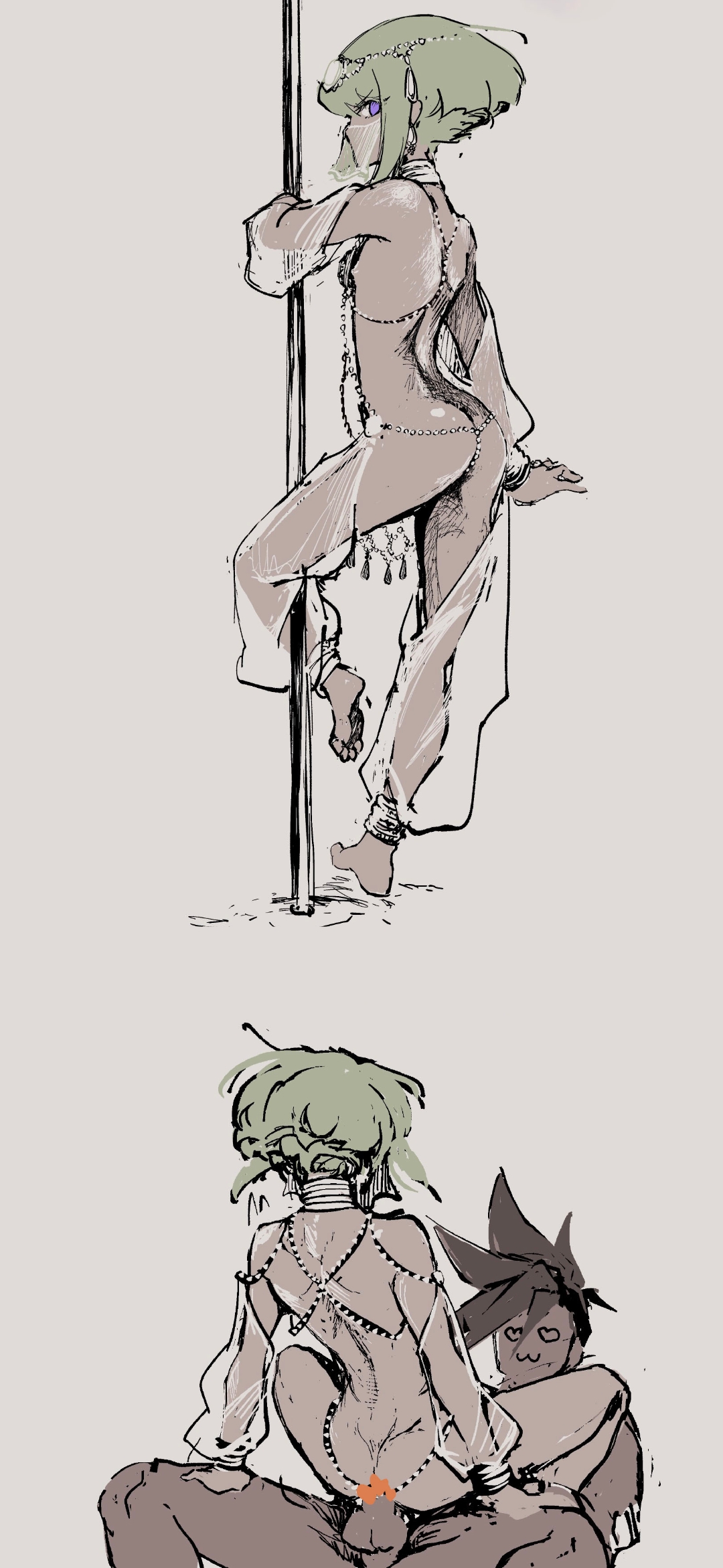 2boys, anal, anal sex, androgynous, artist request, ass, belly dancer, clothing, femboy, galo thymos, gay, gay sex, harem outfit, lio fotia, male, mask, petite, petite body, petite male, promare, twink, yaoi