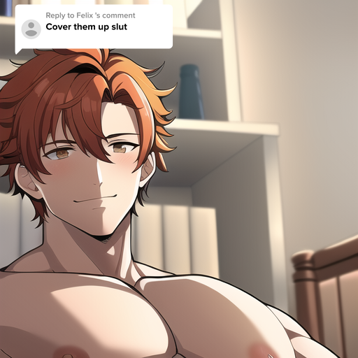 1boy artist_request cover_them_up_slut fire_emblem fire_emblem:_three_houses gay male male_boobs male_only pecs red_hair smiling_at_viewer solo solo_male sylvain_jose_gautier