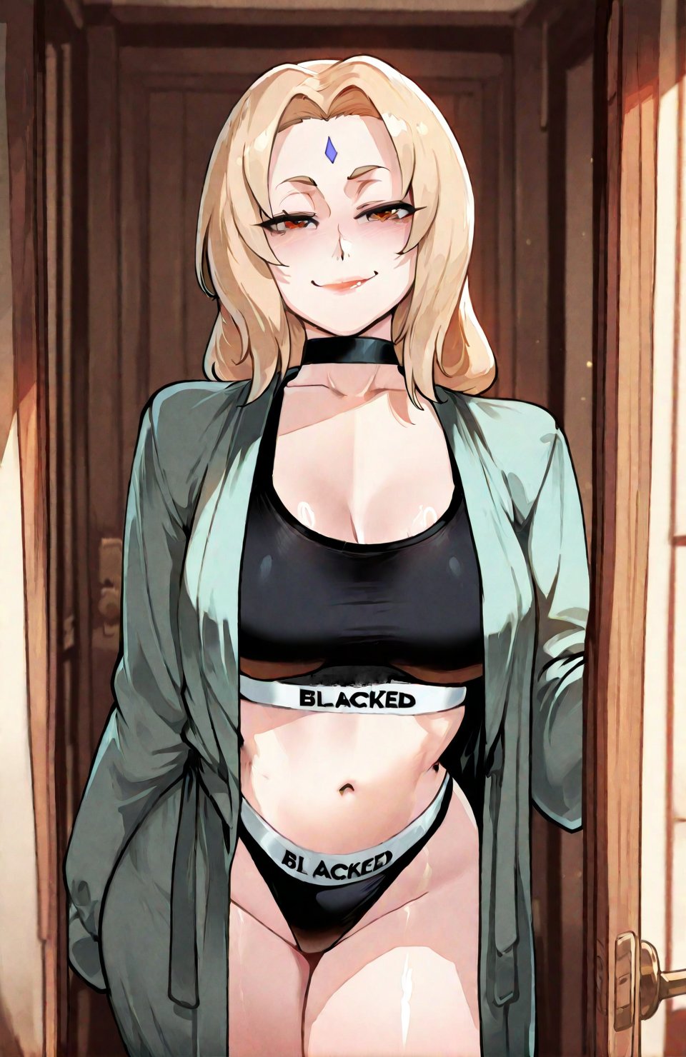 1girls, ai assisted, ai generated, blacked, blacked clothing, blackedcommiss1, female, looking at viewer, naruto (series), naruto shippuden, solo, solo female, solo focus, tsunade