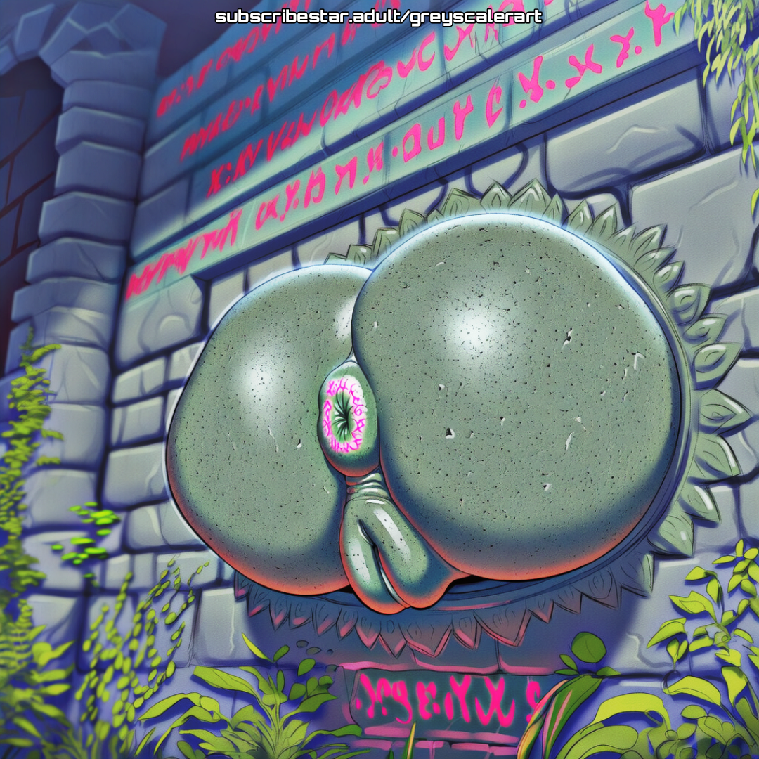ai assisted, ai generated, ass, ass focus, dungeon, fantasy, female, greyscaler, huge ass, puffy anus, solo, solo focus, stone skin, trap (disambiguation), world of lust: the spire