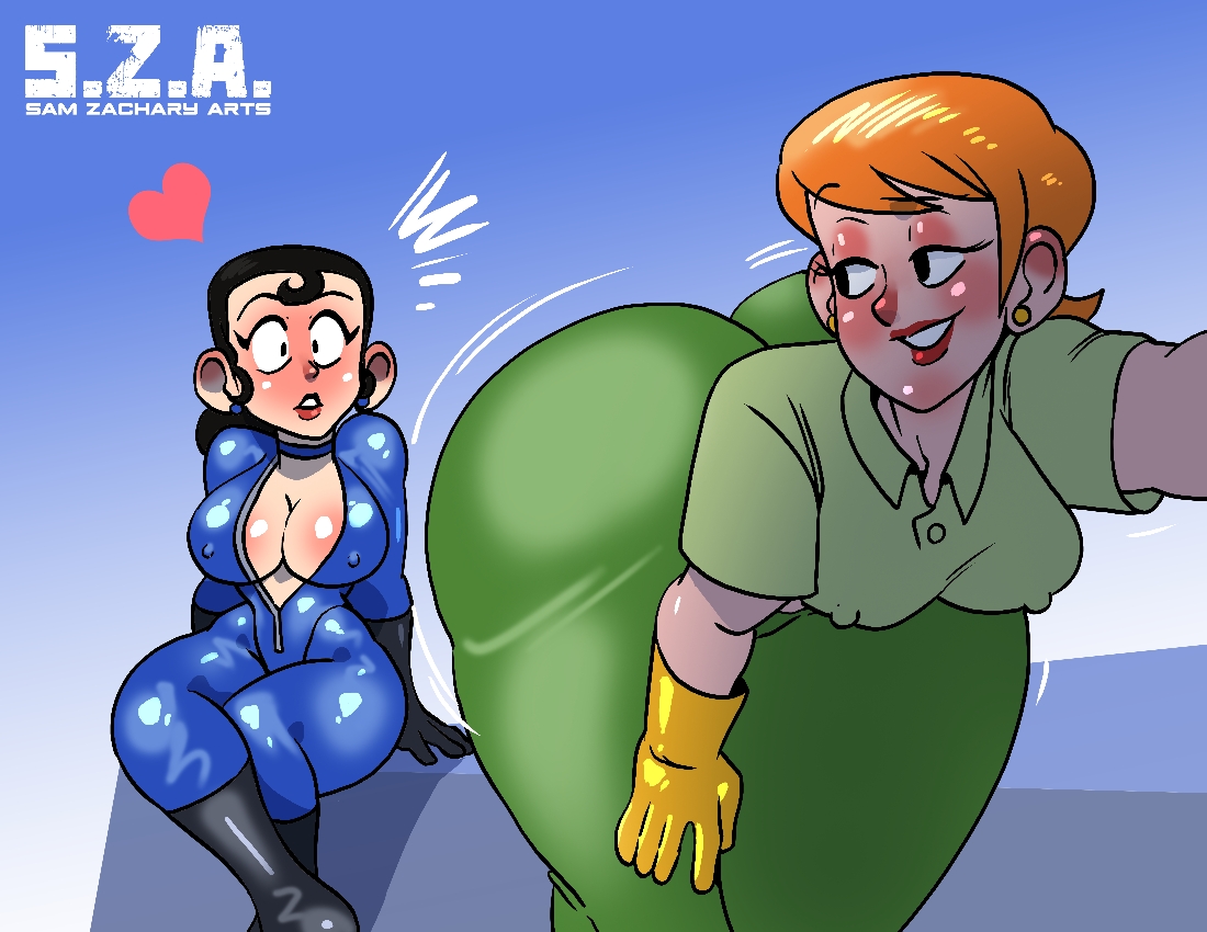 agent honeydew, big ass, black boots, boots, dexter's laboratory, dexter's mom, female, gloves, hanna-barbera, latex, latex gloves, mature female, milf, samzacharyarts, teasing, yellow gloves, yuri