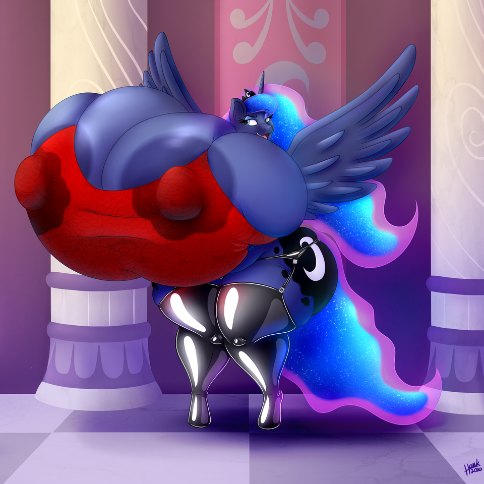 09hankris 2020 alicorn anthro areola big_breasts blue_eyes blue_eyeshadow blue_hair blue_skin breasts crown cutie_mark digital_media_(artwork) equid equine eyeshadow feathered_wings female friendship_is_magic hasbro hi_res horn huge_breasts hyper hyper_breasts lactating lactation makeup mammal my_little_pony nipples princess_luna_(mlp) signature solo tail wet wet_clothes wide_hips wings