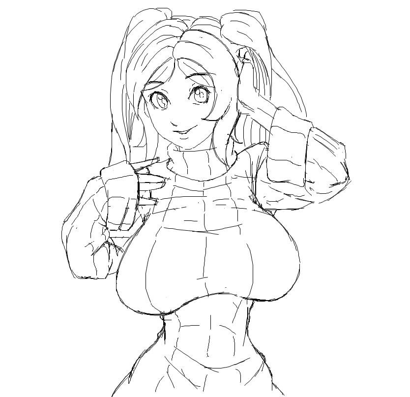 1girls alternate_costume fire_emblem fire_emblem_awakening large_breasts long_hair looking_at_viewer nintendo novam robin_(fire_emblem) robin_(fire_emblem)_(female) sketch smile solo sweater twintails