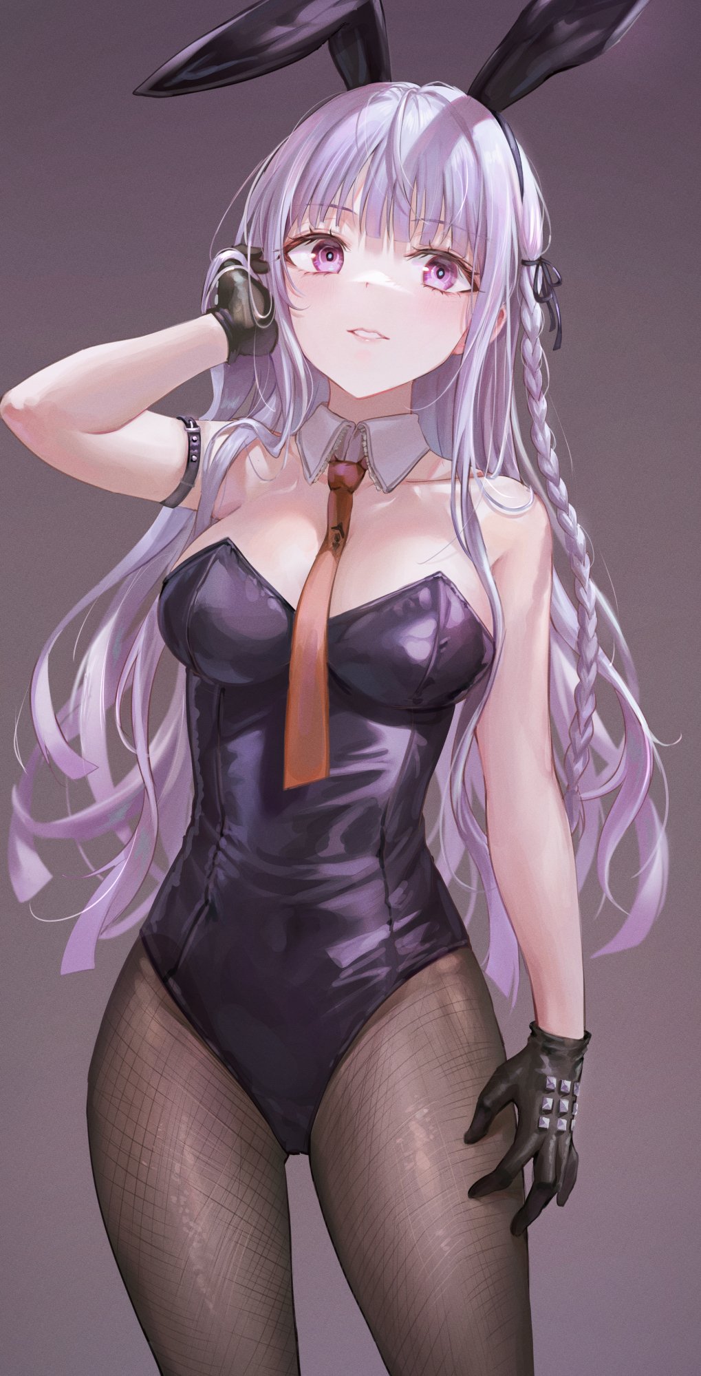 1girls, breasts, bunny ears, bunnysuit, danganronpa, danganronpa: trigger happy havoc, female, female only, kirigiri kyoko, long hair, smooth skin, solo, tokkyu