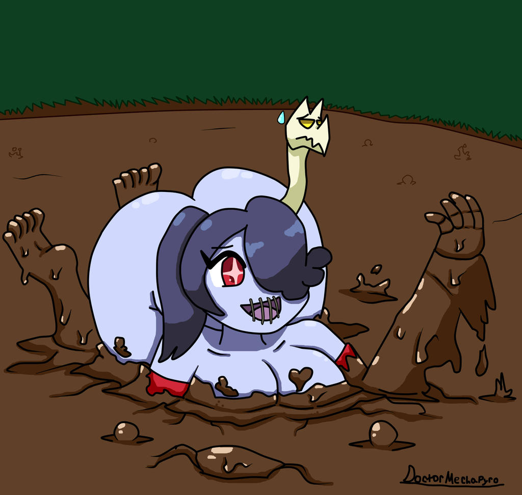 doctormechapyro female leviathan_(skullgirls) mud outdoors outside quicksand skullgirls squigly tagme zombie zombie_girl