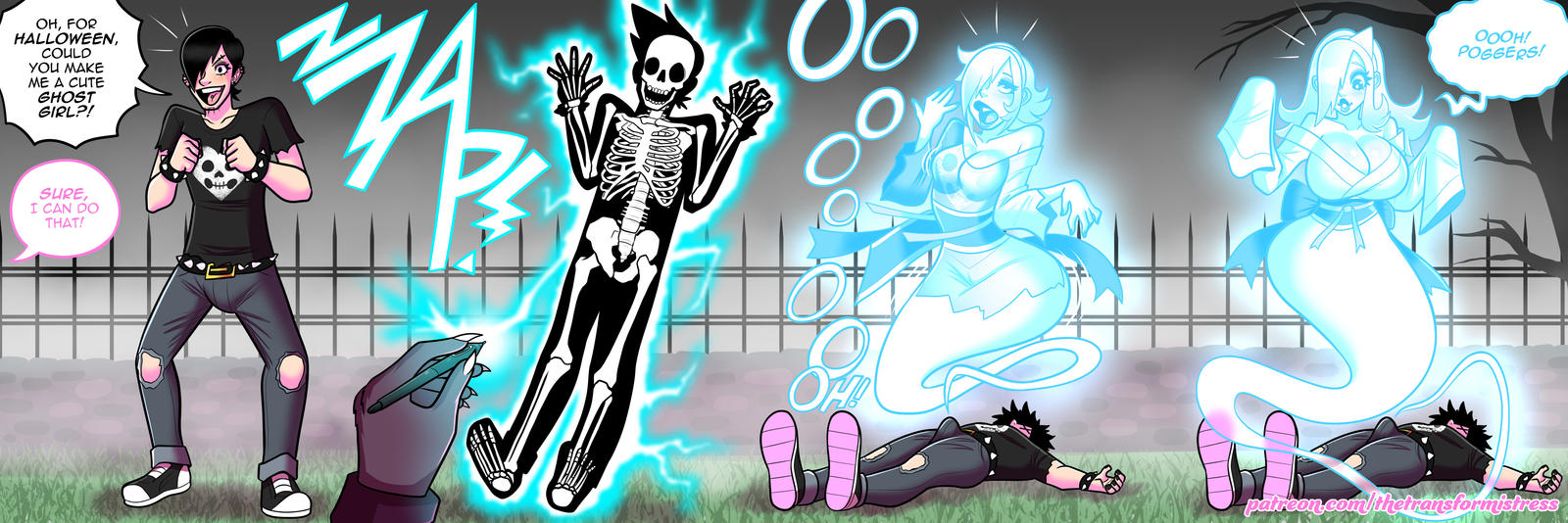ass, breasts, death, death erection, electricity, electrocution, emo, english text, erection, female, gender transformation, ghost, ghost girl, ghost tail, huge ass, huge breasts, kimono, male, male death, mtf transformation, murder, skeleton, tagme, text, thetransformistress, transformation, transformation sequence, triangular headpiece