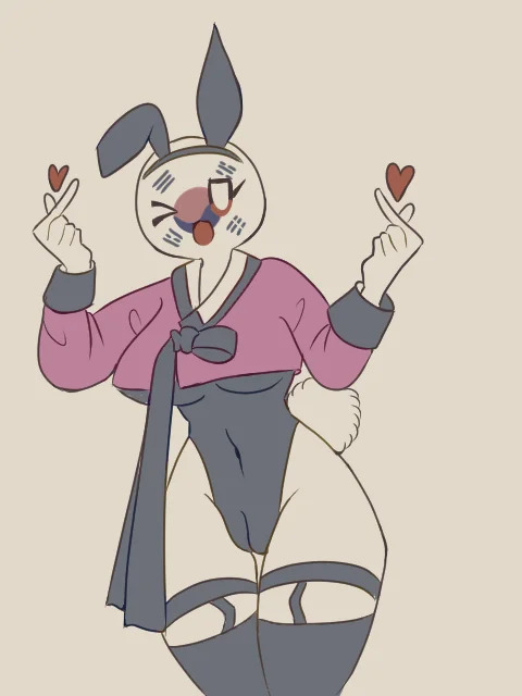 bunny_ear bunnysuit clothing cocomooooochi countryhumans countryhumans_girl south_korea_(countryhumans)