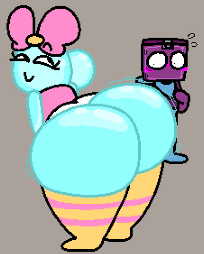 1boy, 1girls, ass, ass focus, big ass, boxten (dandy's world), bubble, bubble ass, bubble butt, cooluthink, dandy's world, female, male, poppy (dandy's world), presenting hindquarters, tagme