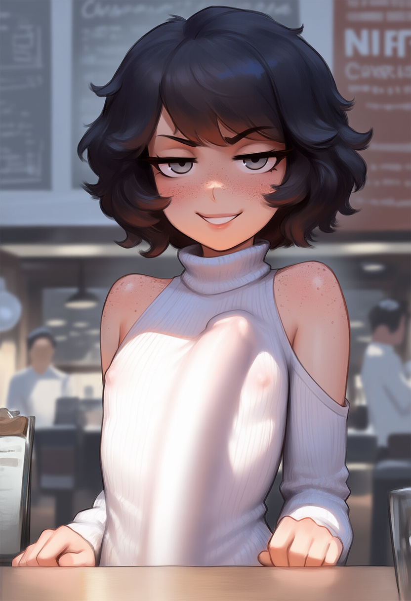 18+ 1boy 1femboy ai_generated attractive cafe covered_nipples cute cute_femboy cute_male date femboy feminine_body feminine_faced_male feminine_male freckles freckles_on_face freckles_on_shoulders furrowed_eyebrows huge_bulge hung_femboy hung_trap hyper_femboy long_penis novelai penis_bigger_than_torso penis_bulge penis_outline penis_to_nipple penis_under_clothes penis_under_shirt smile solo solo_femboy solo_male thick_eyelashes thick_outline thick_outlines trap well_endowed youreyesonly