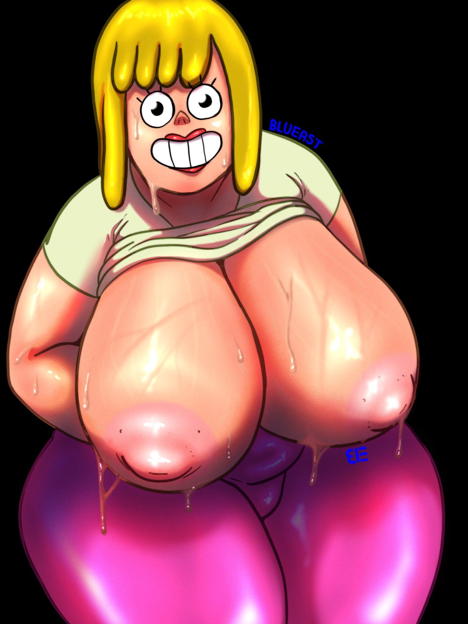 1girls, big breasts, blonde hair, blueast, breasts, cartoon network, chubby, chubby female, clarence, clothed, clothing, exposed breasts, female, female focus, female only, huge breasts, light skin, light-skinned female, looking at viewer, mary wendell, mature, mature female, milf, mother, nipples, plump, voluptuous, voluptuous female, wide hips