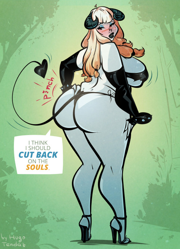 1girls, 2010s, 2019, 2019s, artist signature, ass, ass bigger than head, ass too big, big ass, big breasts, big butt, bimbo, bimbo body, black thong, blonde female, blonde hair, blonde-haired female, blue body, blue eyeshadow, blushing, blushing female, blushing lines, bottom heavy, bottom heavy female, breasts, bubble ass, bubble butt, color, comission, demon, demon girl, demon horns, demon humanoid, demon tail, demon wings, deviantart, dialog, digital drawing (artwork), digital media (artwork), elbow gloves, elbow sleeve, fat ass, female, fingerless gloves, grabbing ass, grabbing own ass, hand on own thigh, hand on thigh, heels, high heels, huge ass, huge breasts, hugotendaz, humanoid, humanoid only, light-blue skin, looking back, looking back at self, massive ass, no ai, oc, original character, phat ass, pinching ass, pinching own ass, pinup, round ass, round butt, sideboob, skimpy, skimpy clothes, solo female, solo focus, spiked bracelet, succubus, succubus horns, succubus tail, talking, talking to self, text bubble, thong, too big, very high heels, voluptuous, voluptuous female, wide hips