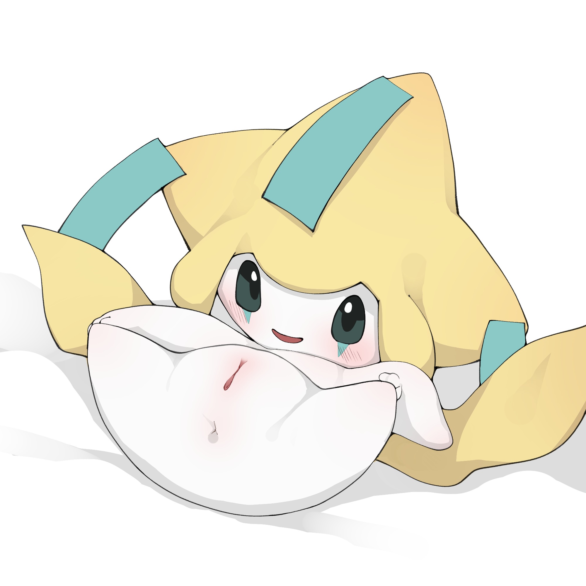 anus, female, jirachi, legendary pokemon, looking at viewer, lying, mythical pokemon, nintendo, on back, pokemon, pokemon (species), presenting, pussy, solo, video games, youjomodoki