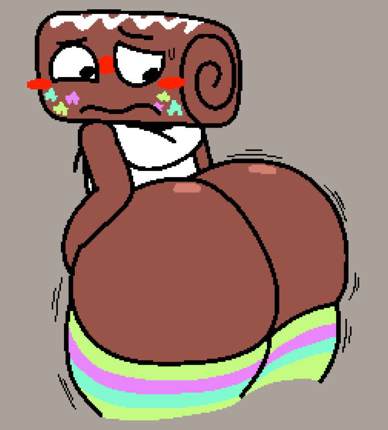 1boy, ass, ass focus, big ass, cooluthink, cosmo (dandy's world), dandy's world, dark skin, dark-skinned femboy, dark-skinned male, embarrassed, femboy, femboy ass, male, tagme, thick thighs, thighhighs