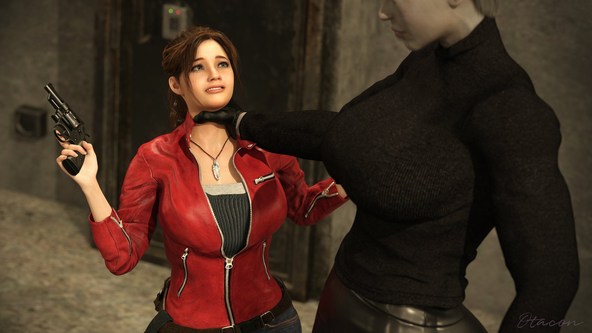 2girls, 3d, ass, big ass, big breasts, breasts, bust, busty, capcom, claire redfield, clothing, curvaceous, curvy, curvy figure, female, firearm, handgun, height difference, hips, huge ass, huge breasts, human, large ass, large breasts, light skin, light-skinned female, mature, mature female, monster, monster on female, ms. x, otacon212, pale skin, pale-skinned female, resident evil, resident evil 2, revolver, rule 63, shorter female, size difference, slim waist, smaller female, tall female, taller female, thick, thick hips, thick legs, thick thighs, thighs, tyrant, voluptuous, waist, weapon, wide hips