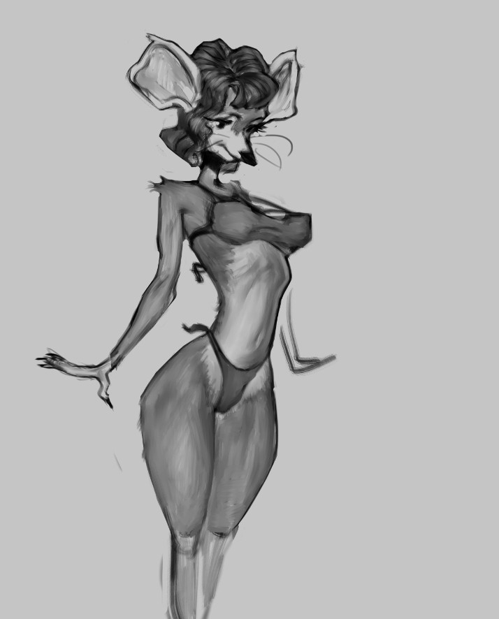 1girls 2025 anthro_female bare_arms bare_legs bare_midriff bare_shoulders bare_thighs bikini curly_hair extinctyellow eyelashes female female_anthro female_only monochrome navel original rat rat_ears rat_girl short_hair solo solo_anthro solo_female thick_thighs thin_waist whiskers