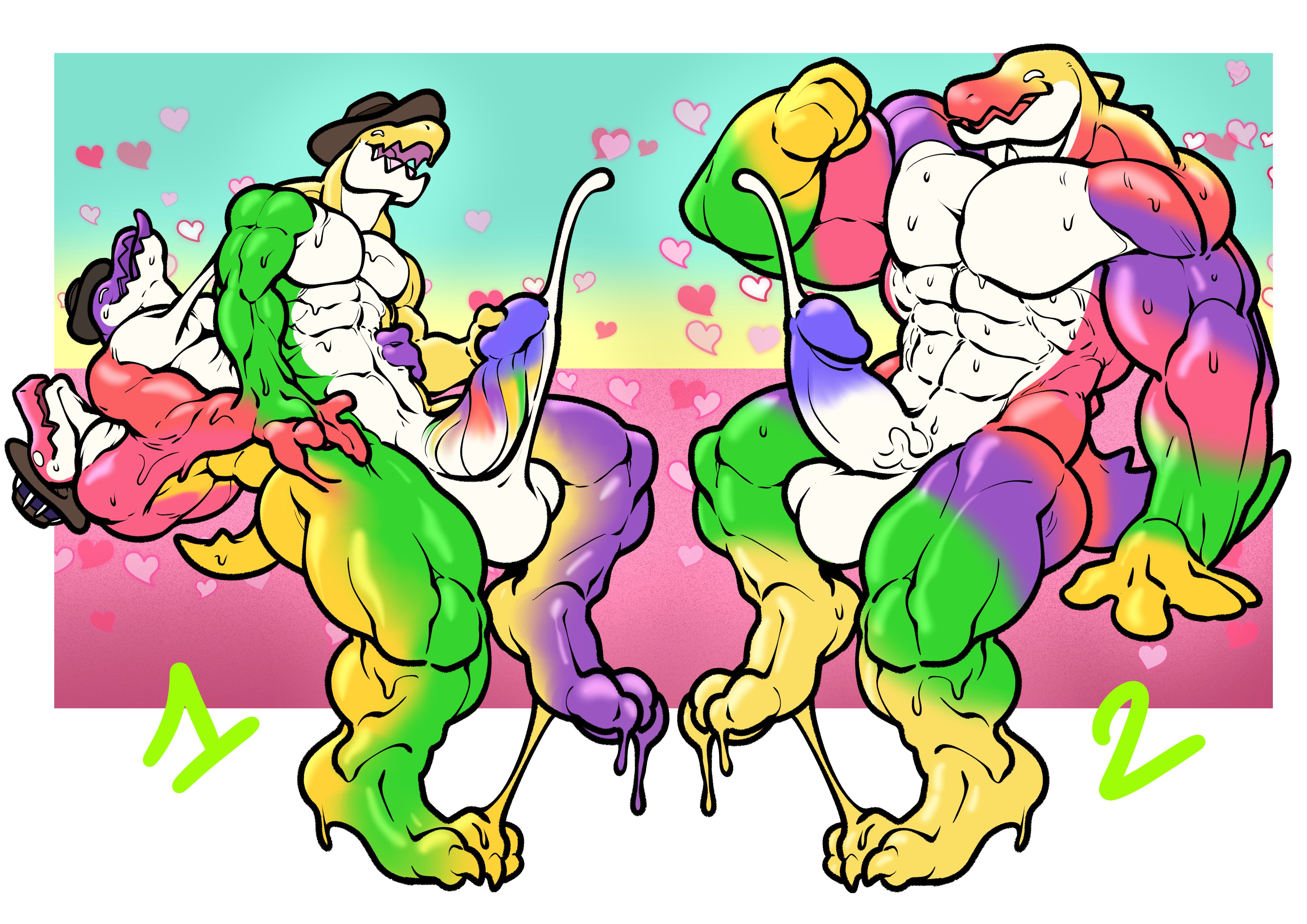 anthro, balls, big balls, big penis, chad (the amazing digital circus), cock, conjoined, crocodile, crocodilian, cum, dick, furry, fusion, gay, glitch productions, gummigoo (tadc), gummigoo (the amazing digital circus), hat, homosexual, male, male only, male/male, max (tadc), max (the amazing digital circus), merging, muscles, muscular, muscular male, penis, semen, testicles, the amazing digital circus, trencalos, vein, veiny penis