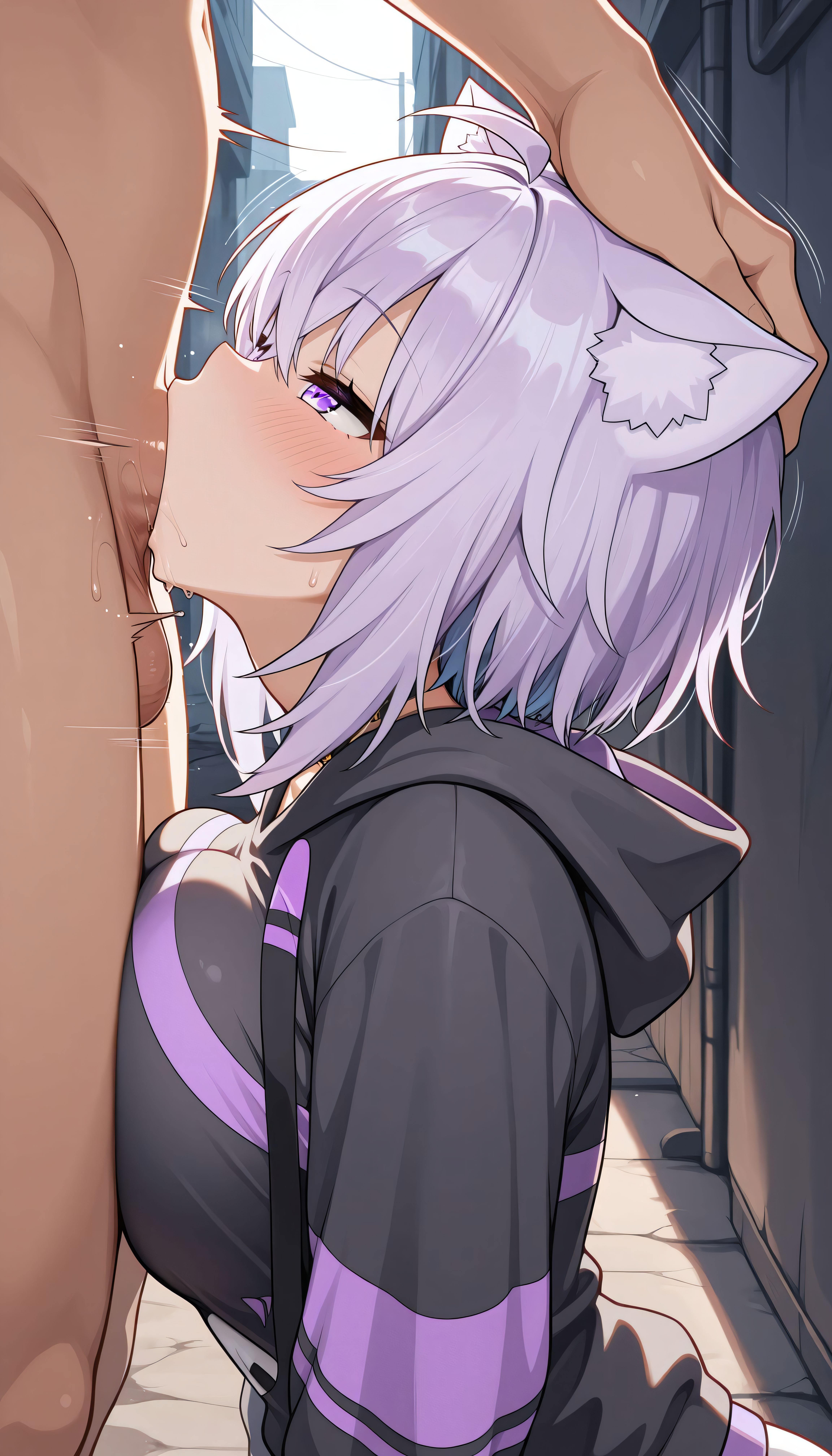 ai generated, artist name, balls, balls deep, balls deep fellatio, big balls, deepthroat, female, gumi arts, hololive, hololive gamers, hololive japan, male, nekomata okayu, penis, sucking penis, virtual youtuber
