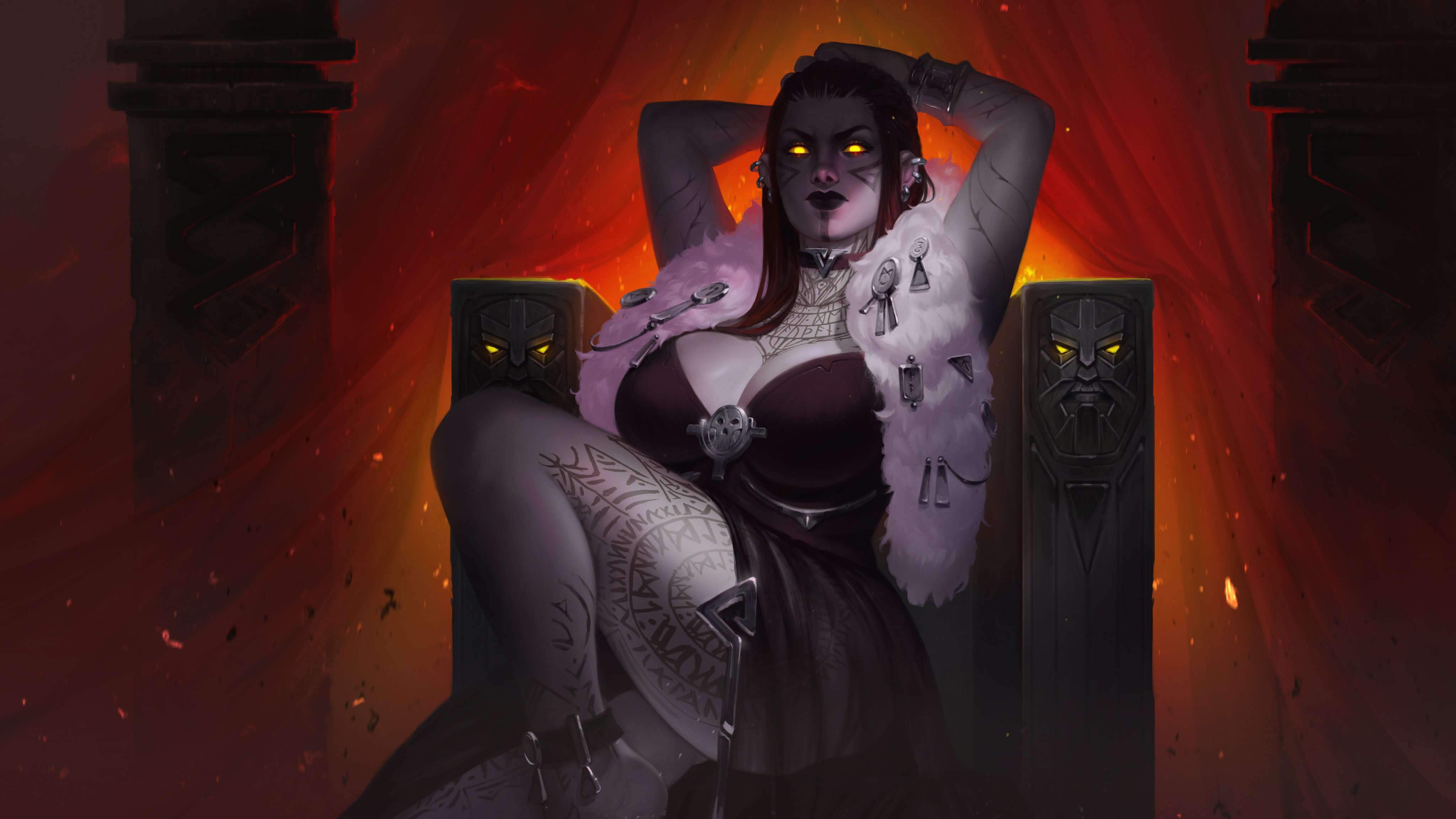 2d, 2d (artwork), 2d artwork, big breasts, big thighs, blizzard entertainment, breasts, cleavage, dark iron dwarf, dark iron dwarf female, dark iron dwarf warlock, deidre grimforge, digital media (artwork), dwarf, dwarf (warcraft), dwarf female, dwarf warlock, fantasy art, female, huge boobs, huge breasts, huge thighs, noirsnow, sexy, sexy pose, tattoo, tattoos, thick, thick thighs, thigh highs, thighhighs, thighs, warcraft, warlock, warlock (warcraft), world of warcraft, wow