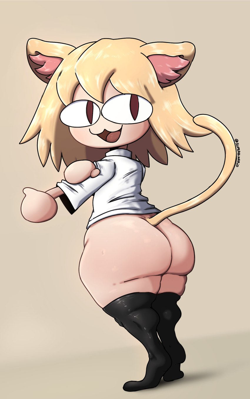 :3, 1girls, 2d, animal ears, anthro, ass, ass crack, butt crack, cat ears, cat girl, catgirl, fat ass, feline, female, female only, huge ass, huge butt, looking back, melty blood, monster girl, neco-arc, on tiptoe, smile, solo, solo female, superbinario, tail, thick thighs, tsukihime, type-moon
