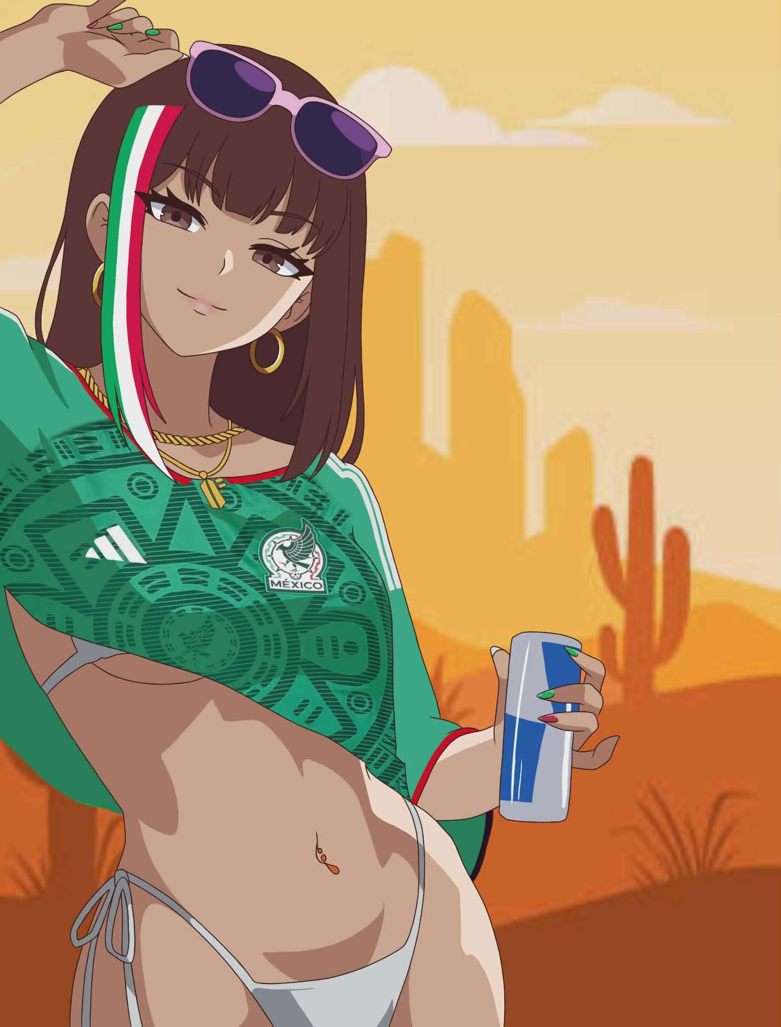 bikini, breasts, brown eyes, brown hair, chilo chan, chilo sports, female focus, female only, glasses, gta vi cover girl, looking at viewer, mexican female, mexico