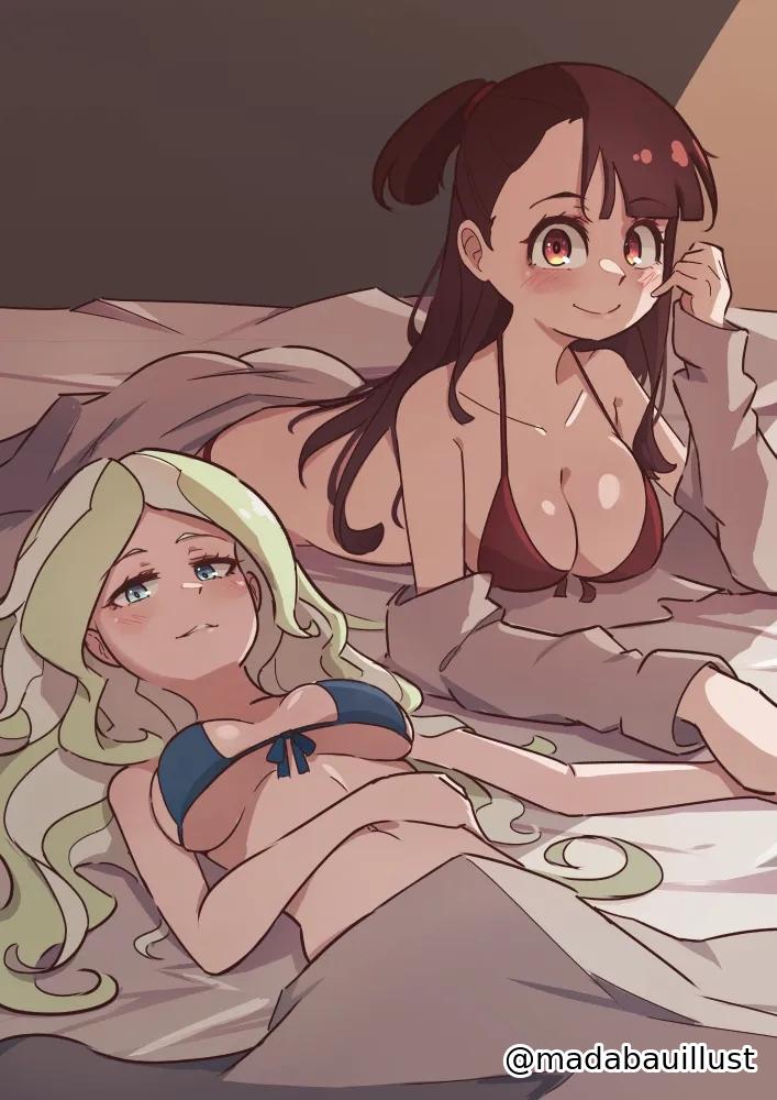 2d 2d_(artwork) 2d_artwork 2girls anime anime_character arm_support asian asian_female asian_girl asymmetrical_bangs atsuko_kagari bare_arms bare_belly bare_chest bare_hands bare_midriff bare_navel bare_shoulders bare_skin bed bed_background bed_covers bed_setting bedding bedding_background bedsheets belly belly_button big_boobs big_breasts bikini bikini_only bikini_top blue-eyed_female blue_bikini blue_bikini_top blue_eyes blue_swimsuit blue_swimwear blush_face blush_lines blushing blushing_at_viewer blushing_female blushing_lines breasts breasts_apart british british_female british_girl brown-haired_female brown_hair busty busty_female busty_girl busty_teen busty_teenager cleavage closed_mouth_smile collarbone dangling_breasts diana_cavendish digital digital_art digital_drawing digital_drawing_(artwork) digital_media digital_media_(artwork) drawing duo elbows european european_female european_girl exposed exposed_arms exposed_belly exposed_chest exposed_midriff exposed_navel exposed_shoulders exposed_skin eyebrows_visible_through_hair fanart female female_focus female_only fingers fit_female flushed flushed_face front-tie_bikini front-tie_bikini_top green-haired_female green_hair half_naked half_nude halterneck hand_holding hand_on_belly hand_on_own_belly hand_on_own_stomach hand_on_stomach hands_together hanging_breasts holding_hands indoor indoor_background indoor_nudity indoors inframammary_fold interior_background interlocked_fingers japanese japanese_female japanese_girl large_boobs large_breasts lean_figure lime_hair linea_alba little_witch_academia long_hair looking_at_viewer looking_up looking_up_at_viewer lying lying_down lying_on_back lying_on_bed lying_on_breasts lying_on_stomach madabauillust midriff multicolored_hair multiple_females multiple_girls naked naked_female naked_woman narrow_waist navel nude nude_female nudity on_back on_bed on_breasts on_stomach partially_undressed ponytail portrait red-eyed_female red_bikini red_bikini_top red_eyes red_swimsuit red_swimwear resting_arm sagging_boobs sagging_breasts school_girl school_girls schoolgirl semi_nude shiny_breasts shiny_hair shiny_skin short_ponytail shoulders slender_body slender_waist slim_female slim_waist smile smiley_face smiling smiling_at_viewer split-color_hair stomach string_bikini studio_trigger swimsuit swimwear teen_girl teenage_female teenage_girl teenage_tits teenager tied_hair touching_belly touching_stomach two-tone_hair two_tone_hair underboob upper_body wavy_hair witch yellow-haired_female yellow_hair young_female young_woman