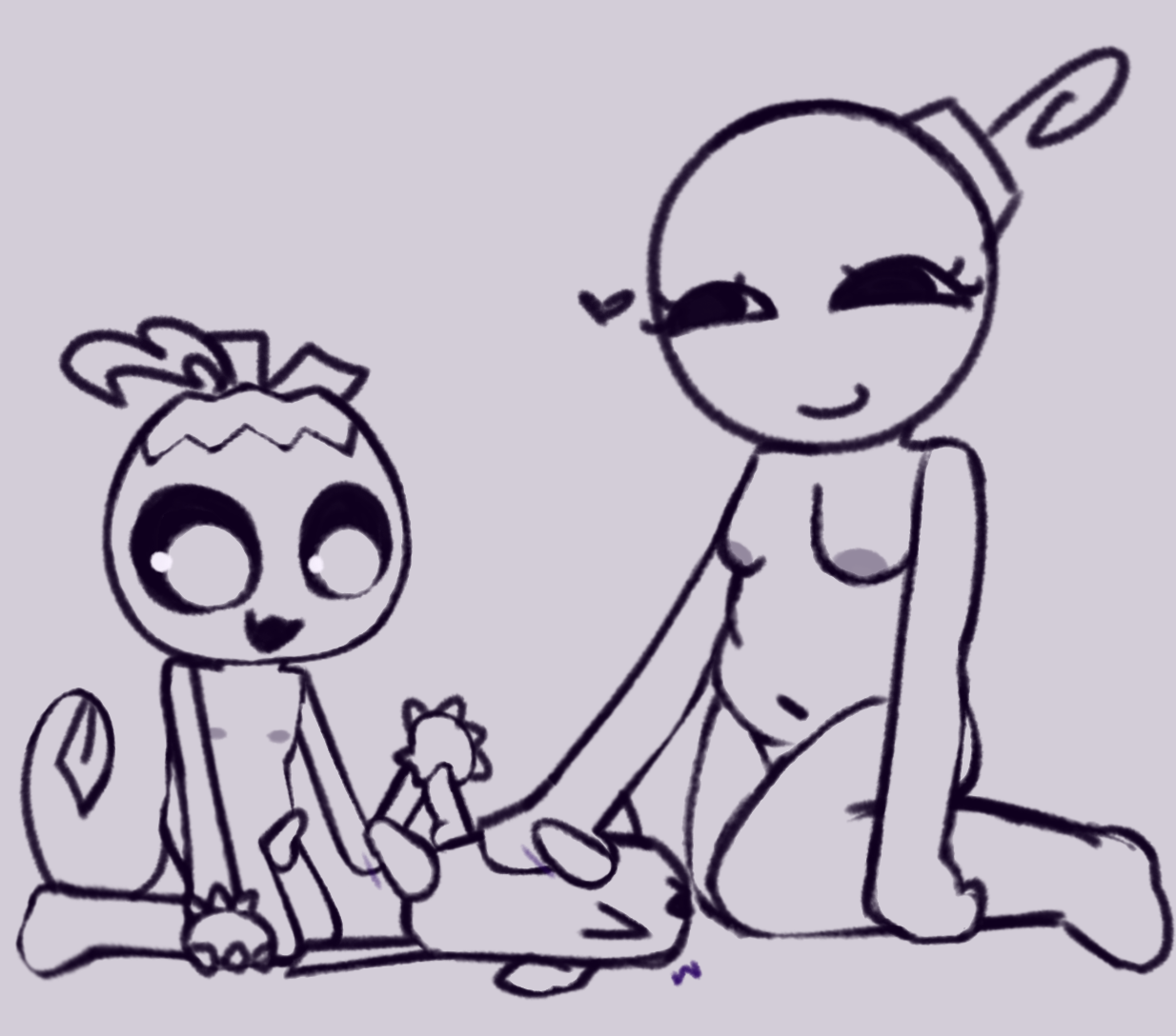 1female, 2male, bobette (dandy's world), breasts, canine penis, dandy's world, dandys world, feral, gourdy (dandy's world), pebble (dandy's world), penis, young, young male