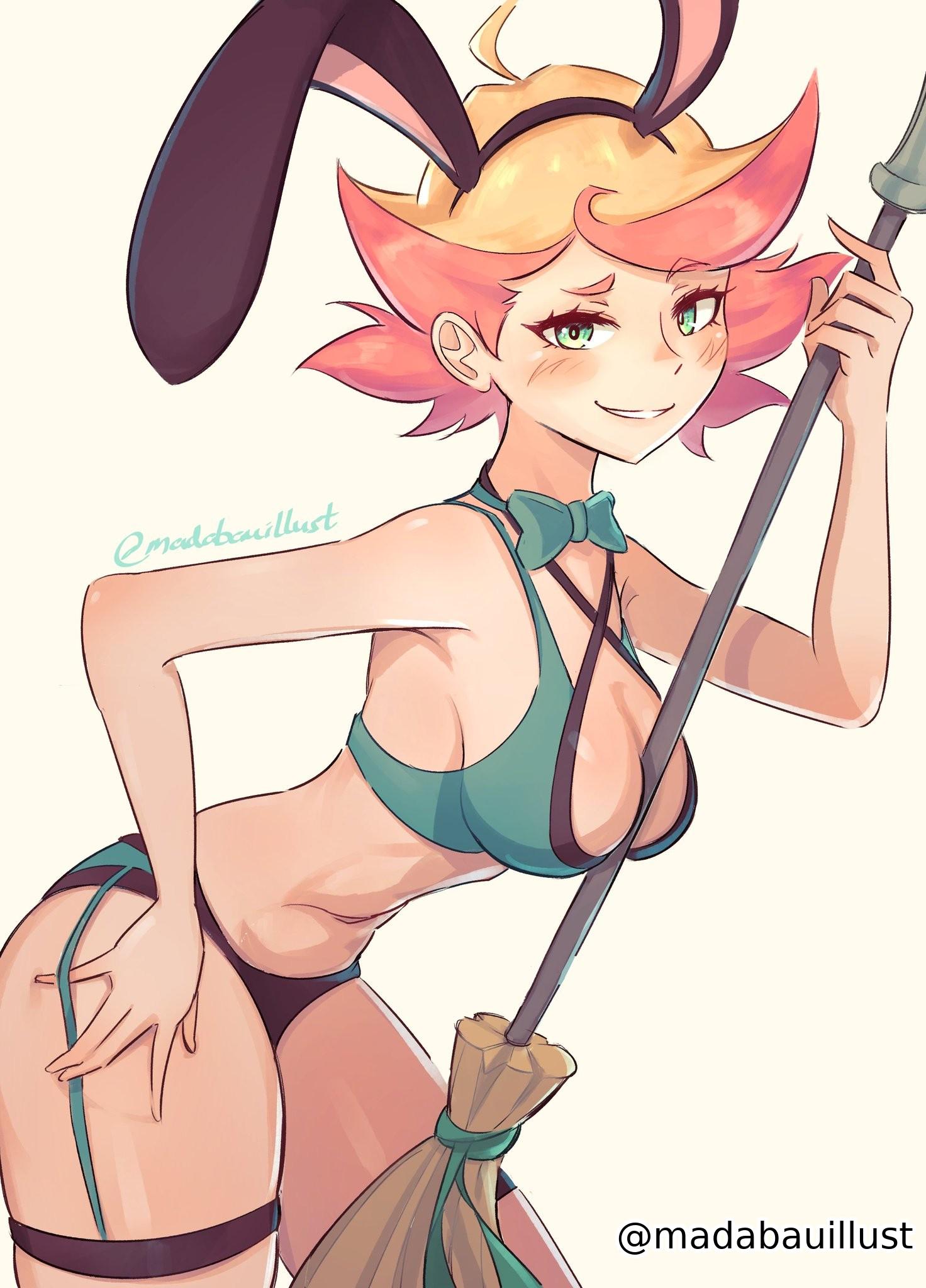 1girls, 2d, 2d (artwork), 2d artwork, ahoge, almost naked, almost nude, amanda o'neill, anime, anime character, armpit, armpit crease, armpit peek, armpits, background, bare armpits, bare arms, bare belly, bare chest, bare hands, bare hips, bare legs, bare midriff, bare navel, bare shoulders, bare skin, bare thighs, belly, belly button, big boobs, big breasts, bikini, bikini bottom, bikini only, bikini top, black bikini, black bikini bottom, black bunny ears, black hairband, black swimsuit, blank background, blush face, blush lines, blushing, blushing at viewer, blushing female, blushing lines, breasts, broom, bunny ears, busty, busty female, busty girl, busty teen, busty teenager, cleavage, collarbone, curvaceous, curvaceous body, curvaceous female, curvaceous figure, curvaceous hips, curvaceous thighs, curvy, curvy body, curvy female, curvy figure, curvy hips, curvy teen, curvy thighs, digital, digital art, digital drawing, digital drawing (artwork), digital media, digital media (artwork), drawing, elbows, european, european female, european girl, exposed, exposed armpits, exposed arms, exposed belly, exposed chest, exposed hips, exposed legs, exposed midriff, exposed navel, exposed shoulders, exposed skin, exposed thighs, eyebrows visible through hair, fanart, female, female focus, female only, fingers, flushed, flushed face, from side, ginger, ginger hair, green bikini, green bikini bottom, green bikini top, green eyes, green swimsuit, green swimwear, green-eyed female, grin, grinning, grinning at viewer, groin, hairband, hairless armpits, halterneck, hand on leg, hand on own leg, hand on own thigh, hand on thigh, hourglass figure, inframammary fold, irish, irish female, large boobs, large breasts, lean figure, leaning, leaning forward, little witch academia, looking at viewer, looking sideways, looking to the side, madabauillust, midriff, monotone background, mostly nude, multicolored hair, naked, naked female, naked woman, narrow waist, navel, nearly nude, nude, nude female, nudity, one color background, orange hair, orange hair female, orange-haired female, parted lips, plain background, portrait, posing, posing for the viewer, posing naked, posing nude, practically nude, red hair, red-haired female, shaved armpits, short hair, shoulders, side view, slender body, slender waist, slim female, slim waist, smile, smiley face, smiling, smiling at viewer, solid color background, solo, split-color hair, standing, string bikini, studio trigger, swimsuit, swimwear, teacher, teen girl, teenage female, teenage girl, teenage tits, teenager, thick thighs, thighband, thighs, top view, touching leg, touching thigh, two tone hair, two-tone hair, upper body, white background, wide hips, witch, young female, young woman