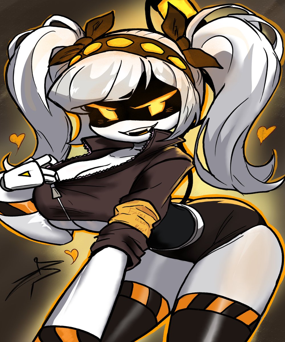 1girls, ass, blush, blushing, boobs, breasts, butt, female, female focus, female only, grey hair, hand on boobs, hand on breast, hearts, j (murder drones), jacket, murder drones, robot, robot girl, robot humanoid, sexy, sexy female, sexy pose, solo, solo female, solo focus, tail, thick thighs, thighs, yellow eyes, zipper