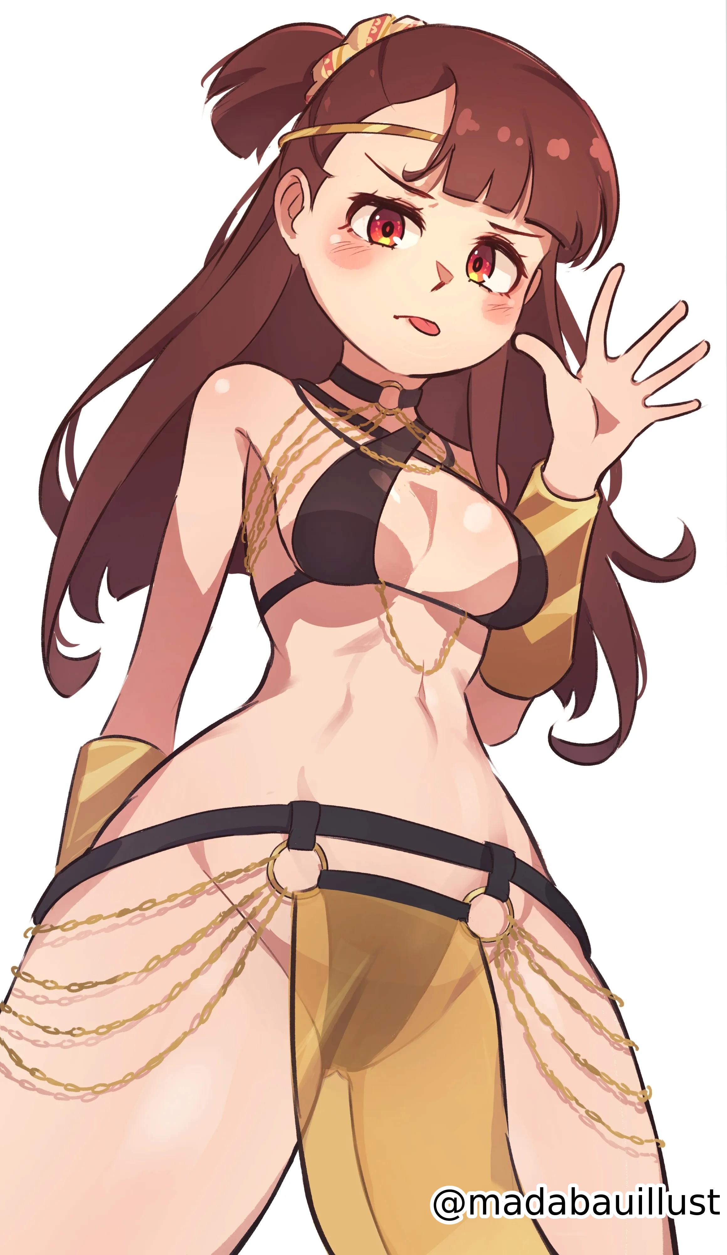 1girls, 2d, 2d (artwork), 2d artwork, anime, anime character, asian, asian female, asian girl, asymmetrical bangs, atsuko kagari, average breasts, background, bare armpits, bare belly, bare chest, bare hands, bare hips, bare legs, bare midriff, bare navel, bare shoulders, bare skin, bare thighs, belly, belly button, bikini, bikini bottom, bikini only, bikini top, black bikini, black bikini bottom, black bikini top, black swimsuit, black swimwear, blank background, blush face, blush lines, blushing, blushing at viewer, blushing female, blushing lines, breasts, breasts apart, brown hair, brown-haired female, curvaceous, curvaceous body, curvaceous female, curvaceous figure, curvaceous hips, curvaceous teenager, curvy, curvy body, curvy female, curvy figure, curvy hips, curvy teen, dancer outfit, digital, digital art, digital drawing, digital drawing (artwork), digital media, digital media (artwork), drawing, exposed armpits, exposed belly, exposed chest, exposed hips, exposed legs, exposed midriff, exposed navel, exposed shoulders, exposed skin, exposed thighs, fanart, female, female focus, female only, fingers, flushed, flushed face, from below view, from front, front view, frown, frown eyebrows, frowning, frowning at viewer, groin, halterneck, hourglass figure, inframammary fold, inguinal crease, inguinal ligament, japanese, japanese female, japanese girl, lean figure, little witch academia, long hair, looking at viewer, looking down, looking down at viewer, low angle view, low-angle shot, madabauillust, medium breasts, midriff, monotone background, narrow waist, navel, one color background, partially exposed vulva, partially visible vulva, plain background, ponytail, portrait, red eyes, red-eyed female, scowl, short ponytail, shoulders, slender body, slender waist, slim female, slim waist, solid color background, solo, standing, string bikini, studio trigger, swimsuit, swimwear, teen girl, teenage female, teenage girl, teenager, thick thighs, thigh gap, thighs, tied hair, tongue, tongue out, top view, underboob, upper body, view from below, viewed from below, waving, waving at viewer, waving hand, white background, wide hips, witch, young female, young woman