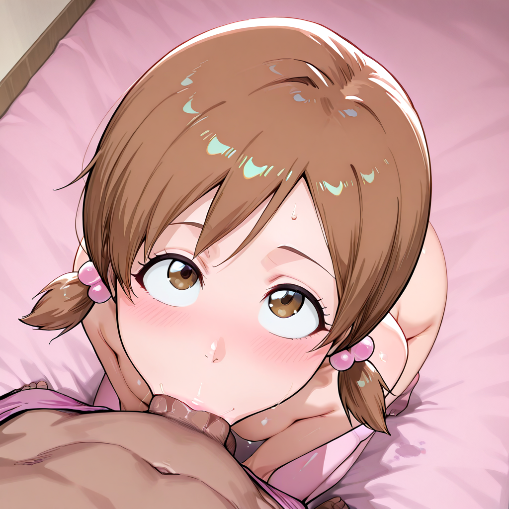 ai generated, beautifulbbc, black penis, bleach, blowjob, deepthroat, fellatio, interracial, kurosaki yuzu, light-skinned female, pink thighhighs