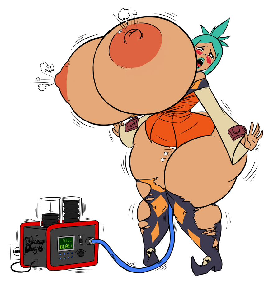 1girls ass ass_expansion blooberboy breast_expansion breasts cerebella female female_only growth huge_ass huge_breasts pleasure_face skullgirls solo solo_female thick_thighs wide_hips