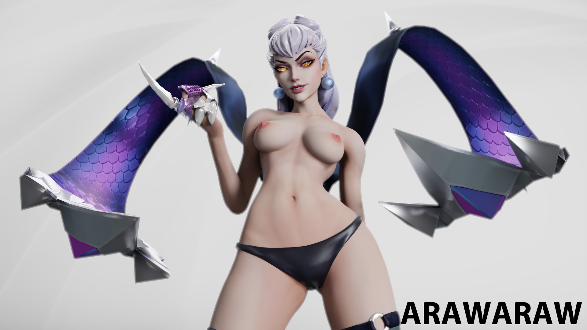 3d, 3d (artwork), arawaraw, blender, blender (software), evelynn, female, k/da all out evelynn, k/da all out series, league of legends, league of legends: wild rift, poster, tagme