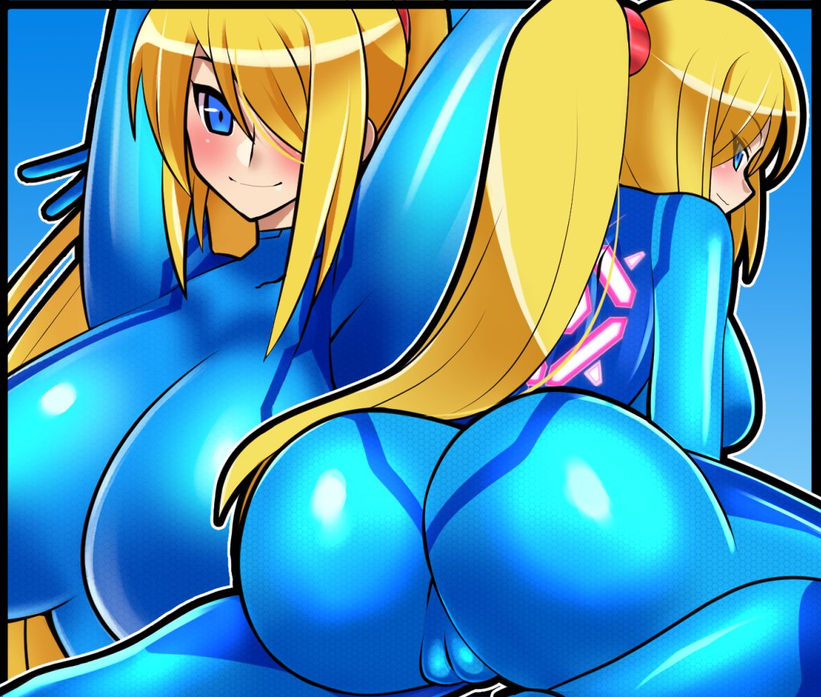 bodysuit breasts bubble_butt cameltoe female iriomote_umineko metroid samus_aran zero_suit zero_suit_samus