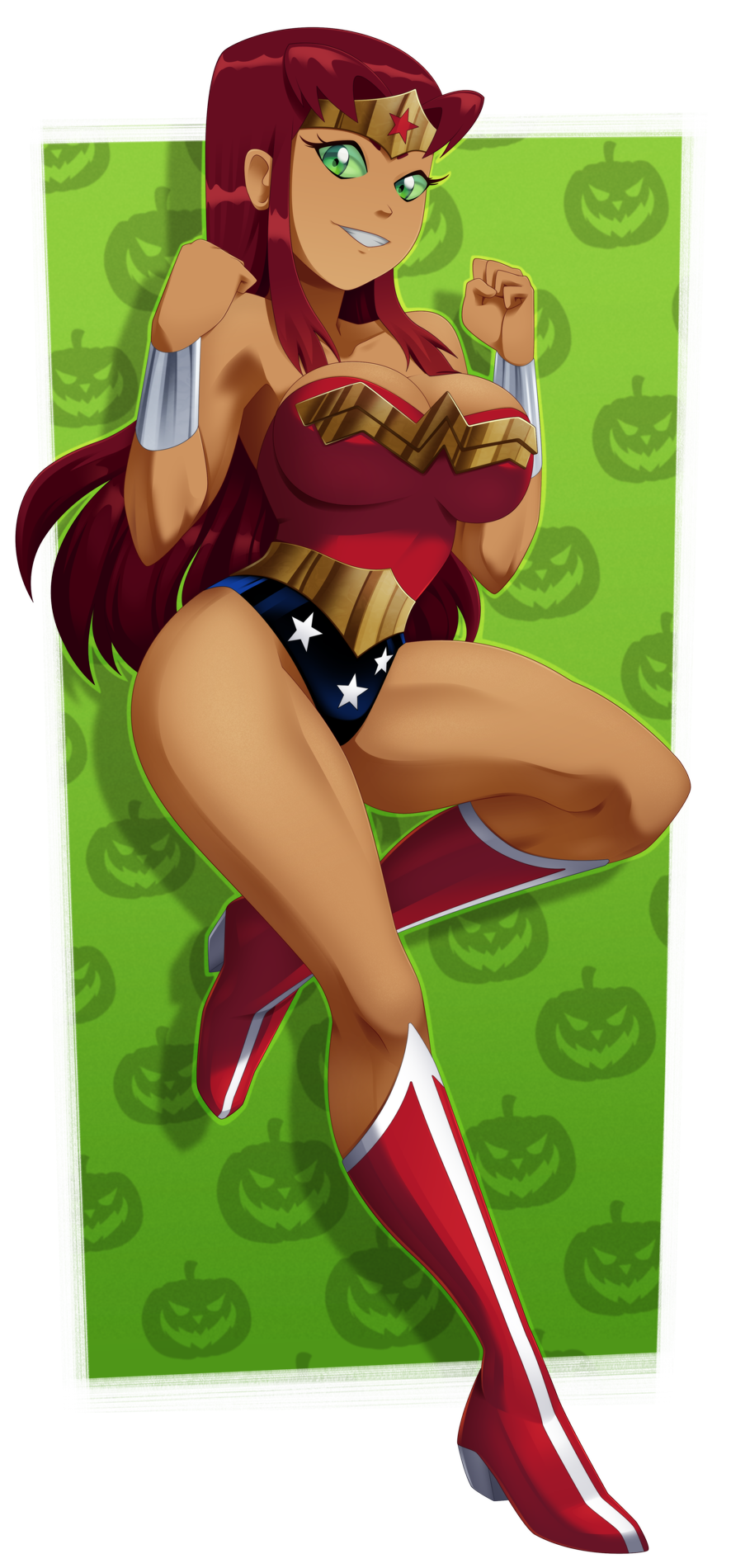 1girls alpha_channel big_breasts boots breasts cleavage cosplay dc dc_comics female female_only for_sticker_use fully_clothed halloween halloween_costume koriand'r large_breasts no_background png ravenravenraven solo starfire sticker_template teen_titans thick_thighs transparent_background transparent_png wonder_woman_(cosplay) wonder_woman_(series)