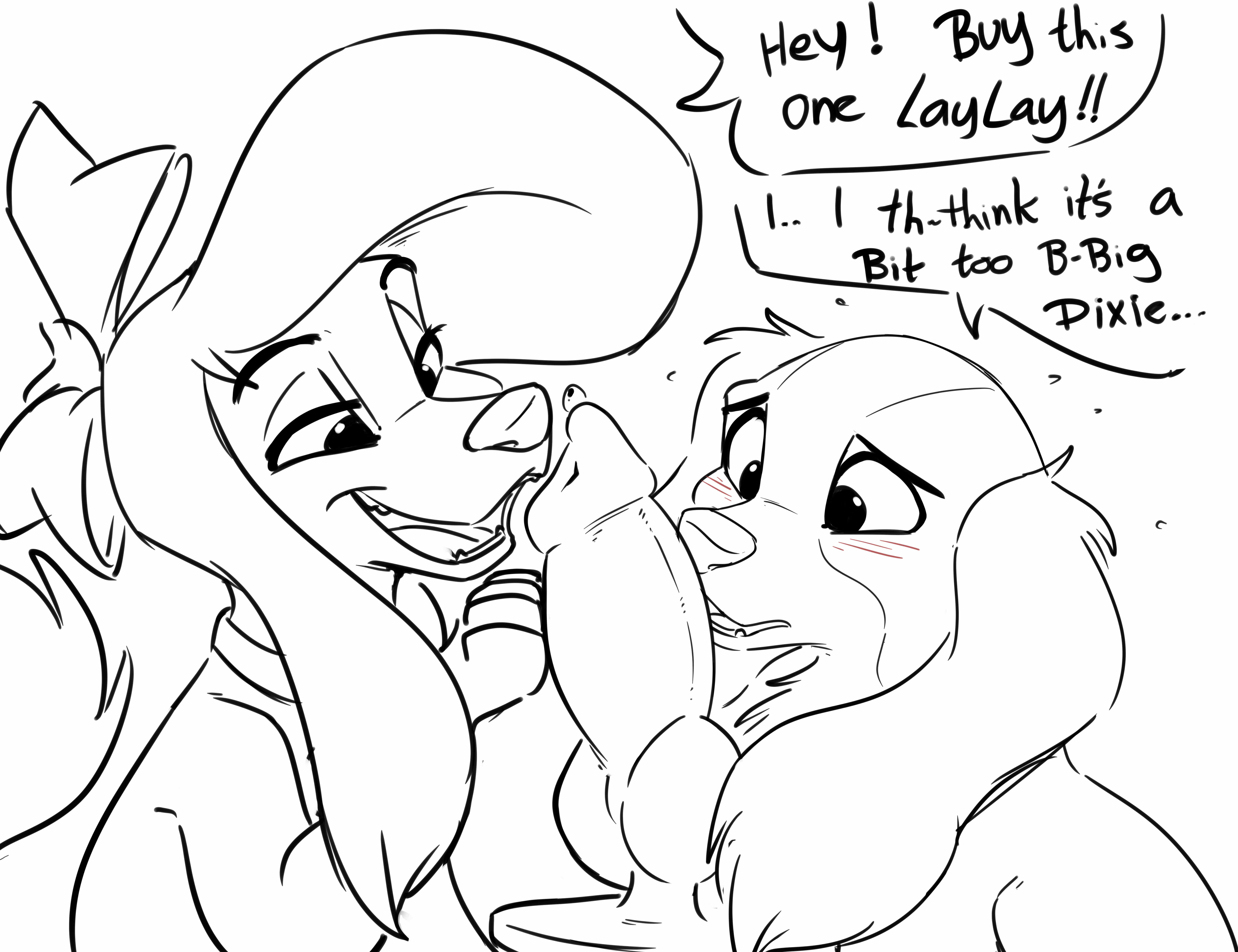 2d, absurd res, animal genitalia, animal penis, bird dog, canid, canine, canine penis, canis, cocker spaniel, dialogue, dildo, disney, dixie (fox and the hound), domestic dog, duo, english text, erect penis, female, female feral, feral, genitals, hi res, hunting dog, lady (lady and the tramp), lady and the tramp, male, mammal, penis, quadruped, sex toy, smitty g, spaniel, text, the fox and the hound, uncolored
