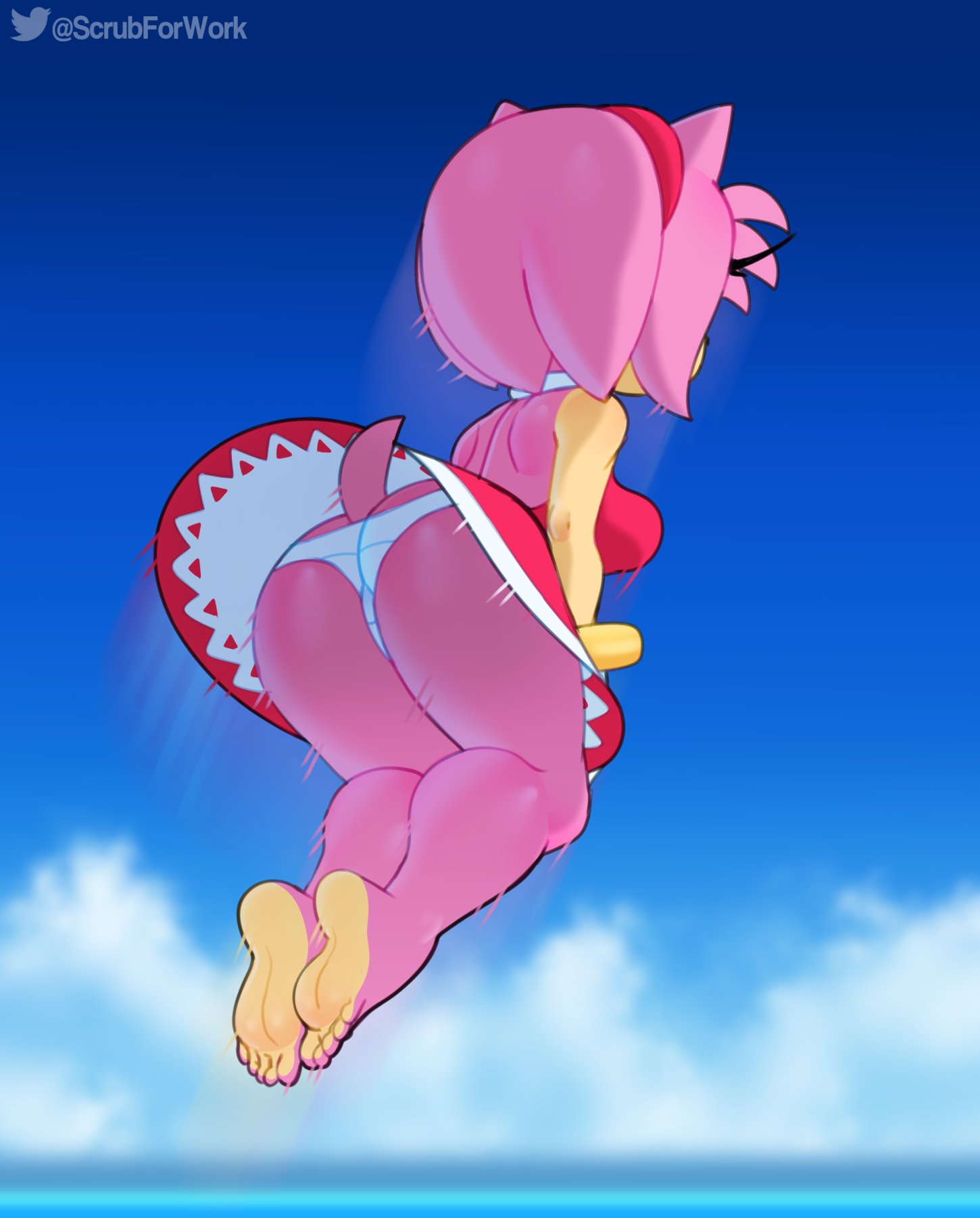 1girls, amy rose, anthro, ass, ass cleavage, ass crack, big ass, big breasts, big butt, breasts, butt crack, dress, feet, female, female only, hairband, panties, pantyshot, pink body, pink fur, solo, somescrub, sonic (series), tail, thick thighs, thighs, underwear, upskirt