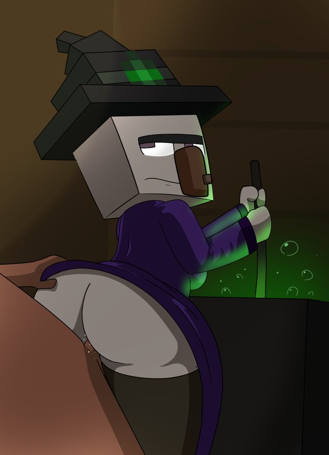 female, grey body, grey eyes, hat, impstripe, minecraft, sex, straight, tagme, witch (minecraft)