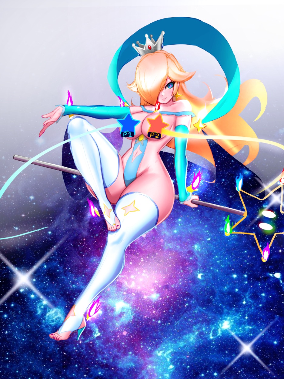 1girls belly_button blonde_hair blue_eyes cursor detached_sleeves functionally_nude functionally_nude_female goddess goddess_rosalina_(awesomeerix) high_heels hourglass_figure jaxdrawz large_breasts mario_(series) navel navel_cutout nintendo princess_rosalina purple_nail_polish purple_nails solo space staff star-shaped_pupils star_censor star_cutout stars super_mario_galaxy tagme thighhighs wide_hips