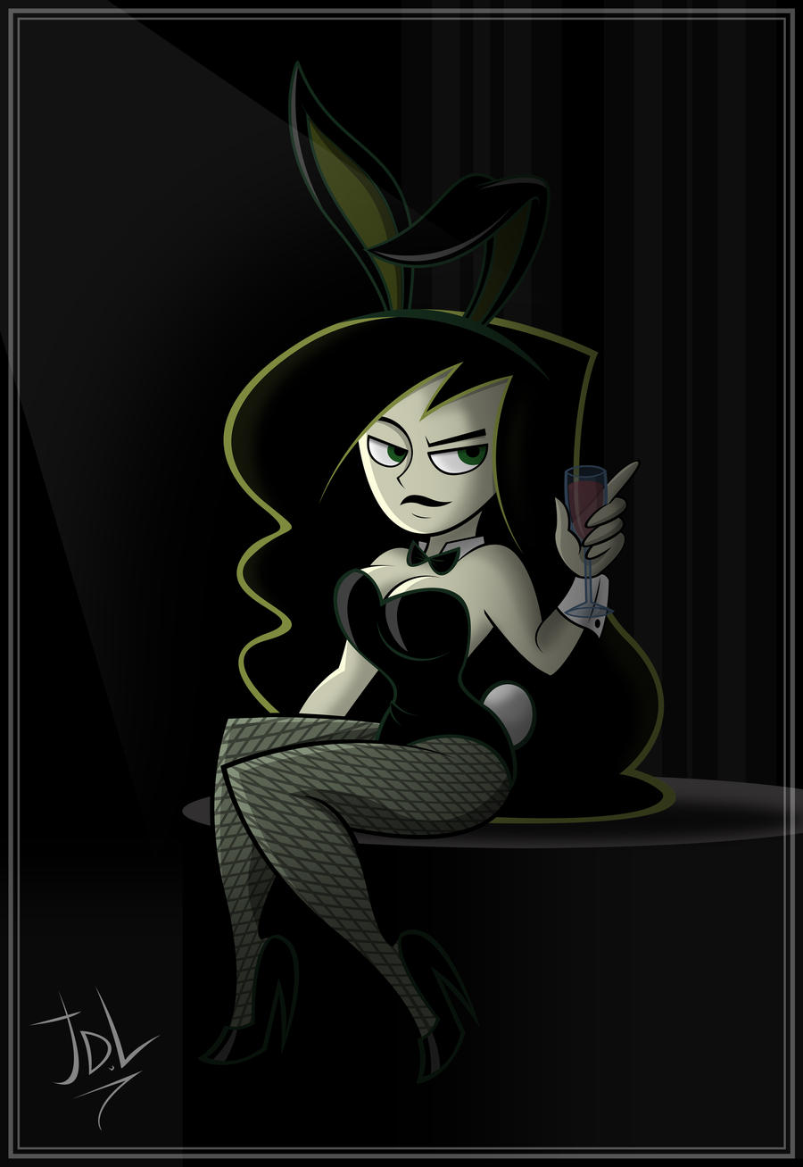 bunnysuit cleavage disney disney_channel fishnets high_heels javidluffy kim_possible leotard lips shego smile