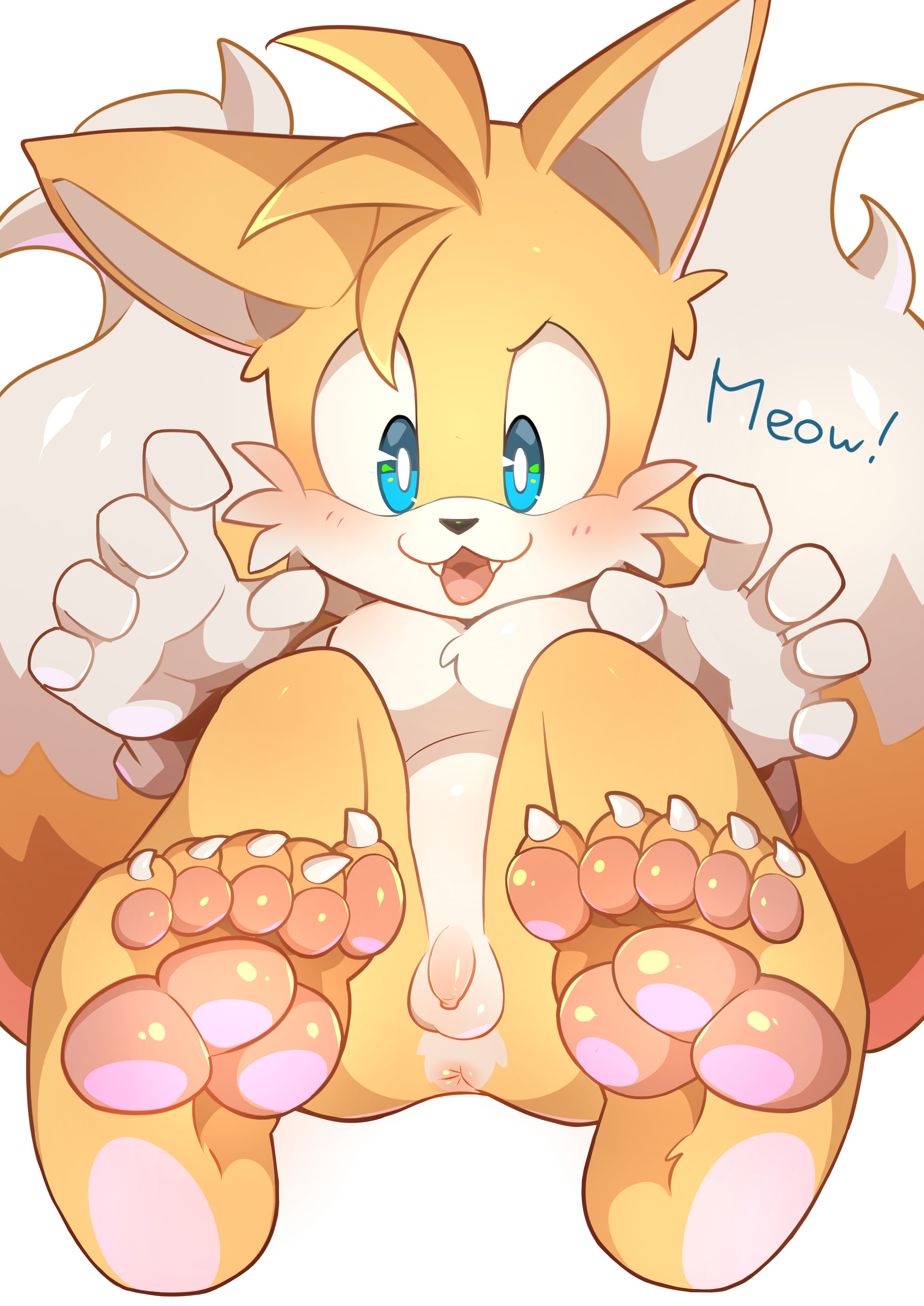 1boy, anthro, anus, balls, blush, cub, flaccid, flaccid penis, fox, hentaib, male, male only, open mouth, penis, sega, small penis, solo, sonic (series), sonic the hedgehog (series), tails, tails the fox, tongue
