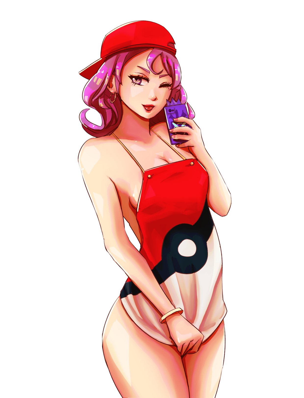 1girls aikun2012 apron apron_only apron_tug female female_only lipstick nintendo nude nude_female nurse nurse_joy nurse_joy_(kitakami) pokemon pokemon_center pokemon_sv purple_hair