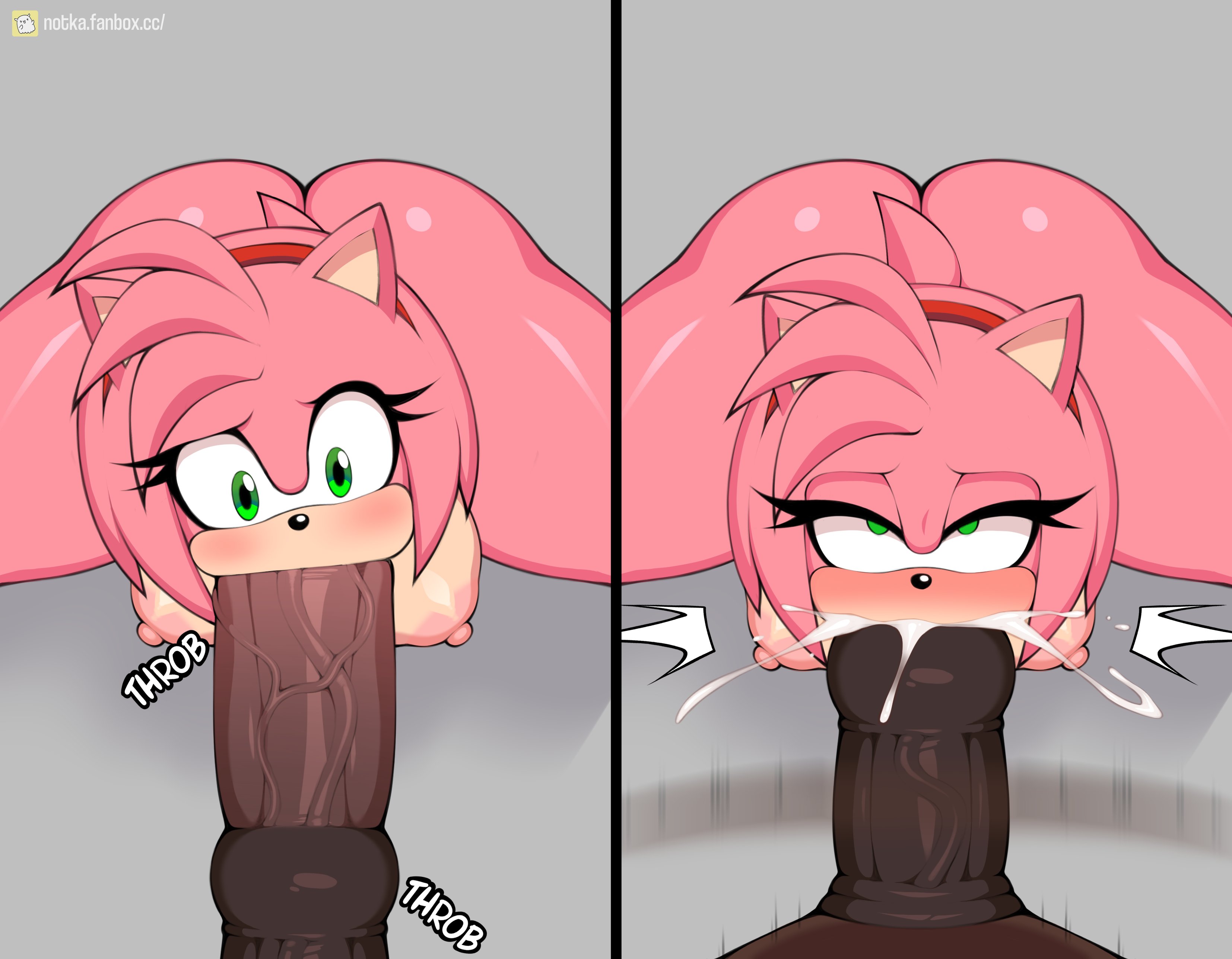 1girls, 1horse, amy rose, anthro, blowjob, breasts, deepthroat, face fucking, female, furry, horsecock, huge cock, large breasts, male, notkadraw, penis, pink body, pink hair, sega, short hair, sonic (series), sonic the hedgehog (series), throat fuck, thrusting, thrusting into mouth, zoophilia