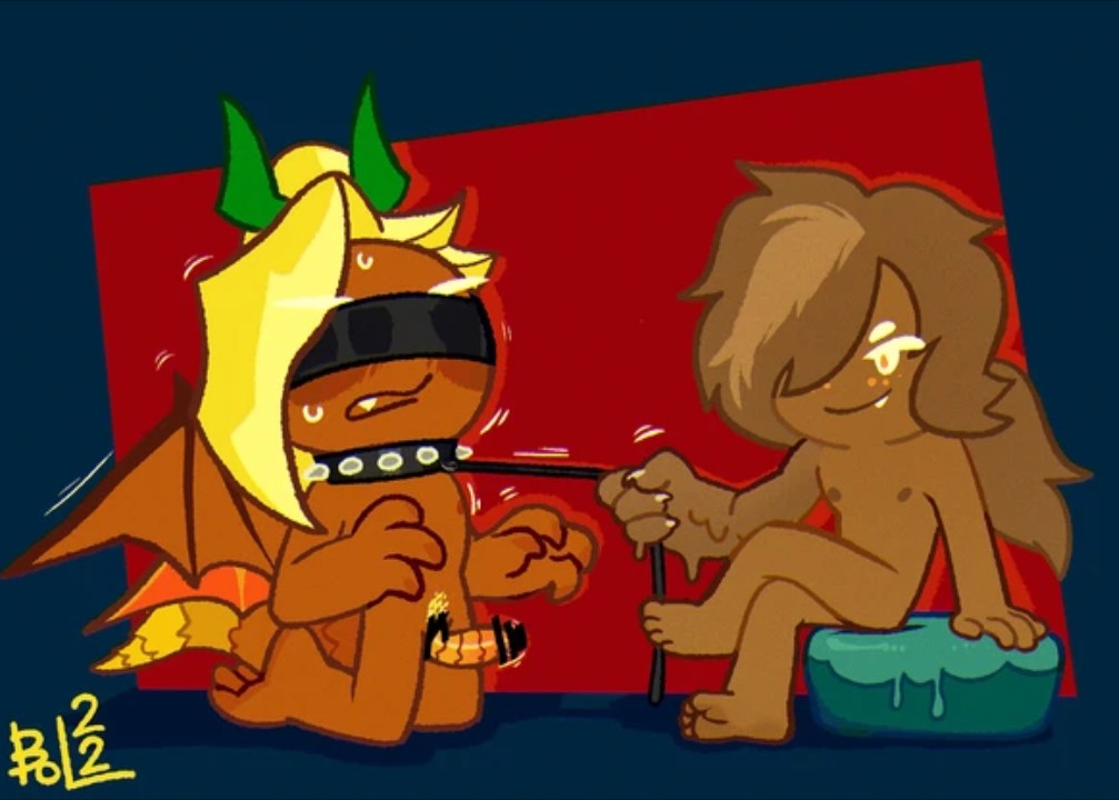 2boys ananas_dragon_cookie blindfold collar_leash cookie_run cookie_run_ovenbreak erect_penis gay gay_sex kinky male male_only oc sweating