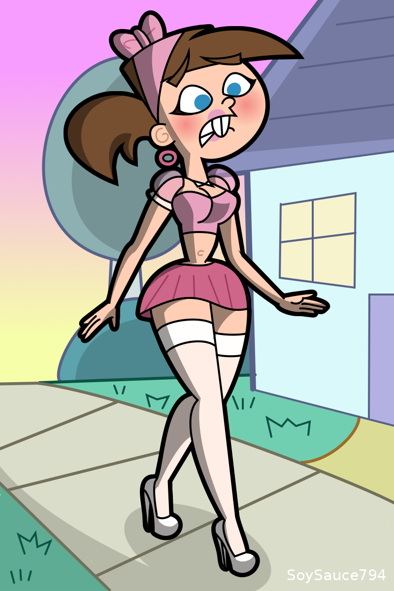 cleavage female gender_transformation genderswap_(mtf) high_heels implied_transformation large_ass large_breasts midriff miniskirt mtf_transformation navel post_transformation revealing_clothes rule_63 skimpy_clothes skirt soysauce794 stockings the_fairly_oddparents thick_thighs thighhighs timantha timmy_turner transformation wide_hips