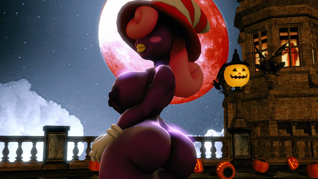 1girls 3d 3d_(artwork) 720p ass back backboob big_ass big_breasts big_butt big_thighs breasts butt female female_only gloves halloween lips lipstick looking_at_viewer mario_(series) naked night nintendo nude paper_mario pink_hair pumpkin purple_body purple_skin red_moon sfm sloth_bones(artist) smiling smiling_at_viewer solo source_filmmaker spirit striped_hat thick thick_ass thick_hips thick_thighs thighs vivian_(paper_mario) white_gloves wide_hips witch witch_hat yellow_lipstick