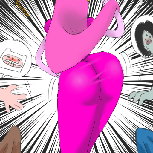 1boy 1futa 1girls adventure_time ass ass_shake back back_view big_ass big_penis clothed clothing erection erection_under_clothes female female_focus finn_the_human fully_clothed futanari human humanoid locktite male marceline penis princess_bubblegum shaking shaking_butt solo_focus source_request standing