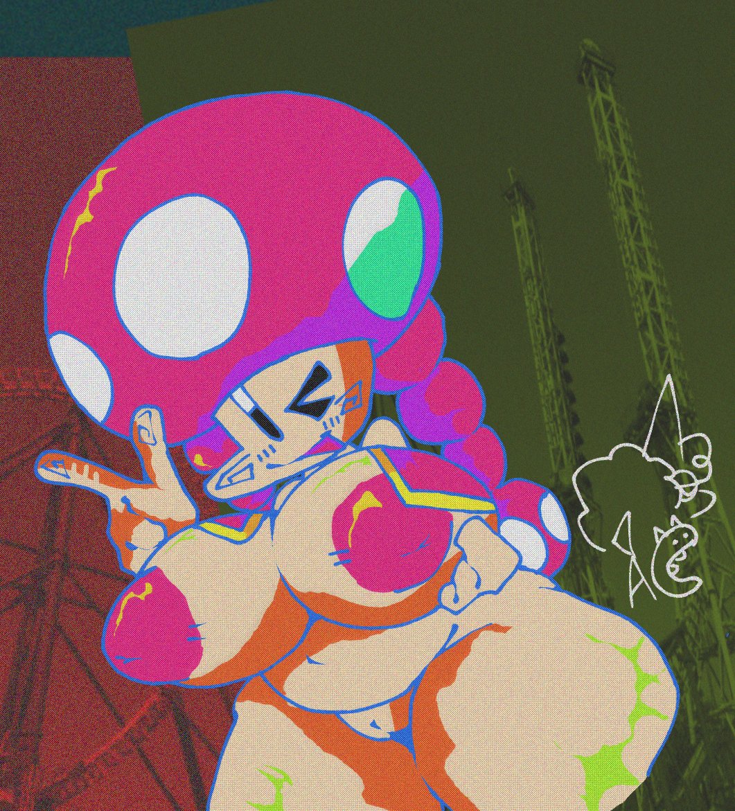 ;) anatomy apple_cat_(artist) appleperson8 background big_boobs big_breasts big_butt big_thighs blush bubble_butt completely_nude completely_nude_female digital_drawing happy huge_breasts huge_butt mario_(series) nude nude_female peace_sign pussy toad_(mario) toadette undersized_clothes