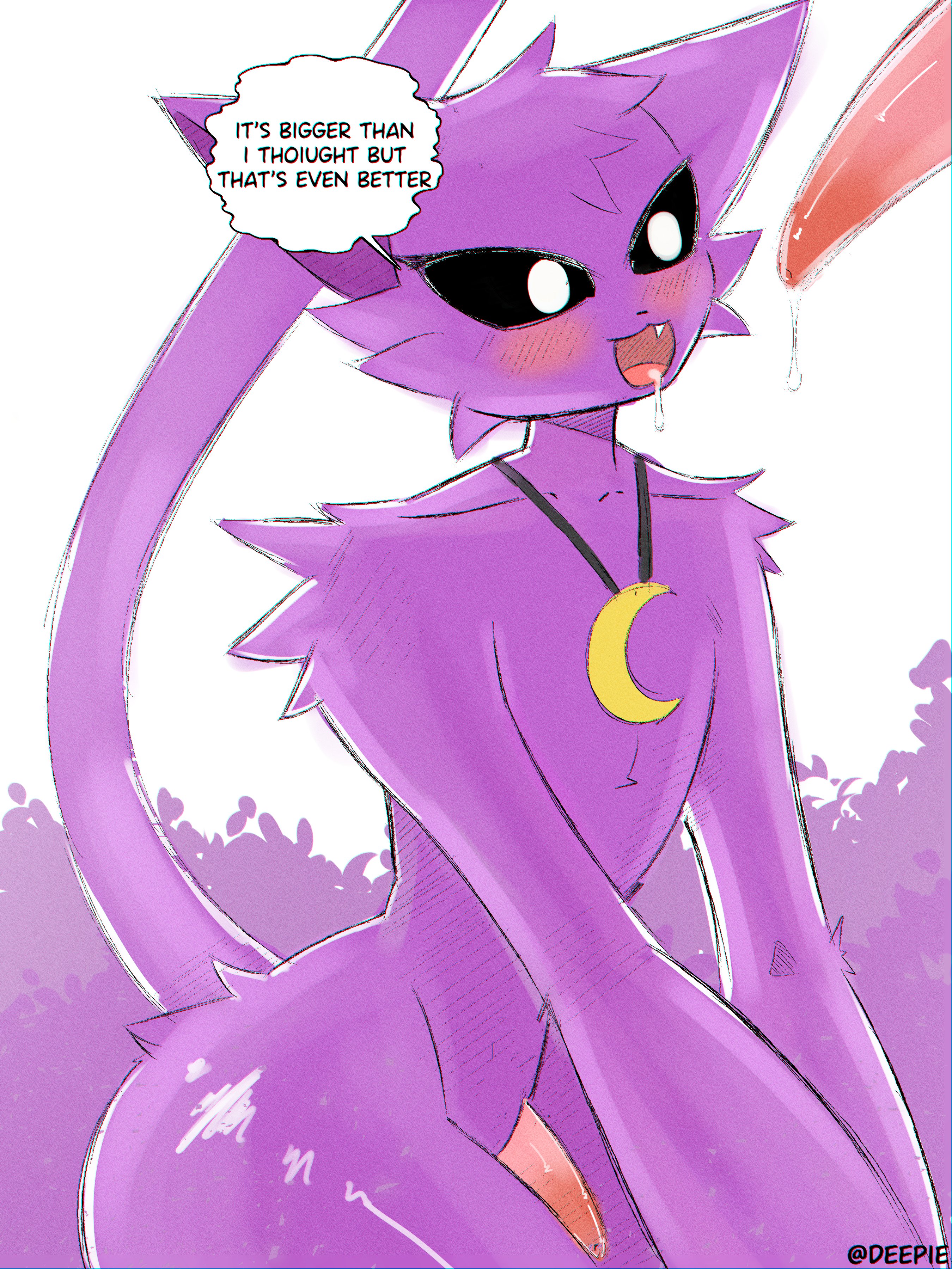 2024, 2boys, 2d, 2d (artwork), 2d artwork, after blowjob, anthro, anthro on anthro, anthro only, blowjob, blush, cat, cat ears, cat tail, catnap, catnap (poppy playtime), critters (poppy playtime), cum, cum drip, cum dripping, cum dripping from mouth, cum in mouth, deep pier, domestic cat, empty eyes, feline, furry only, gay, male, mob entertainment, no humans, oerba yun fang, penis, pink penis, poppy playtime, poppy playtime (chapter 3), purple body, purple fur, purple skin, sex, sitting, smiling critters, tagme, text, text bubble