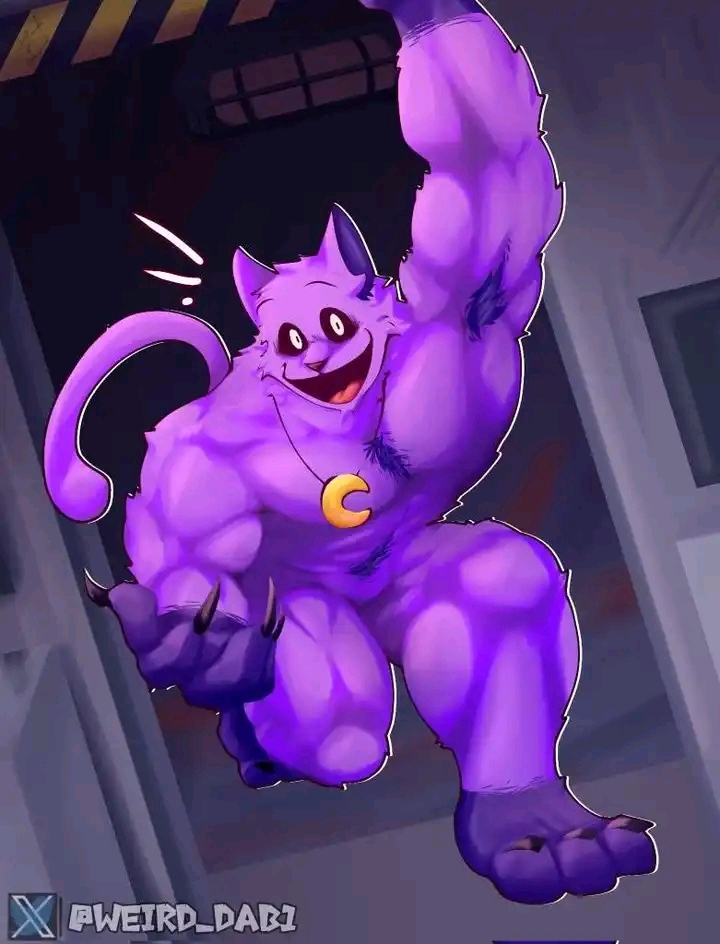 2024 2d 2d_(artwork) 2d_artwork bara catnap_(poppy_playtime) critters_(poppy_playtime) domestic_cat feline furry_only male male_only mob_entertainment muscular muscular_male neckclacle no_humans poppy_playtime poppy_playtime_(chapter_3) purple_fur smiling_critters weird_dab1 weird_dav1