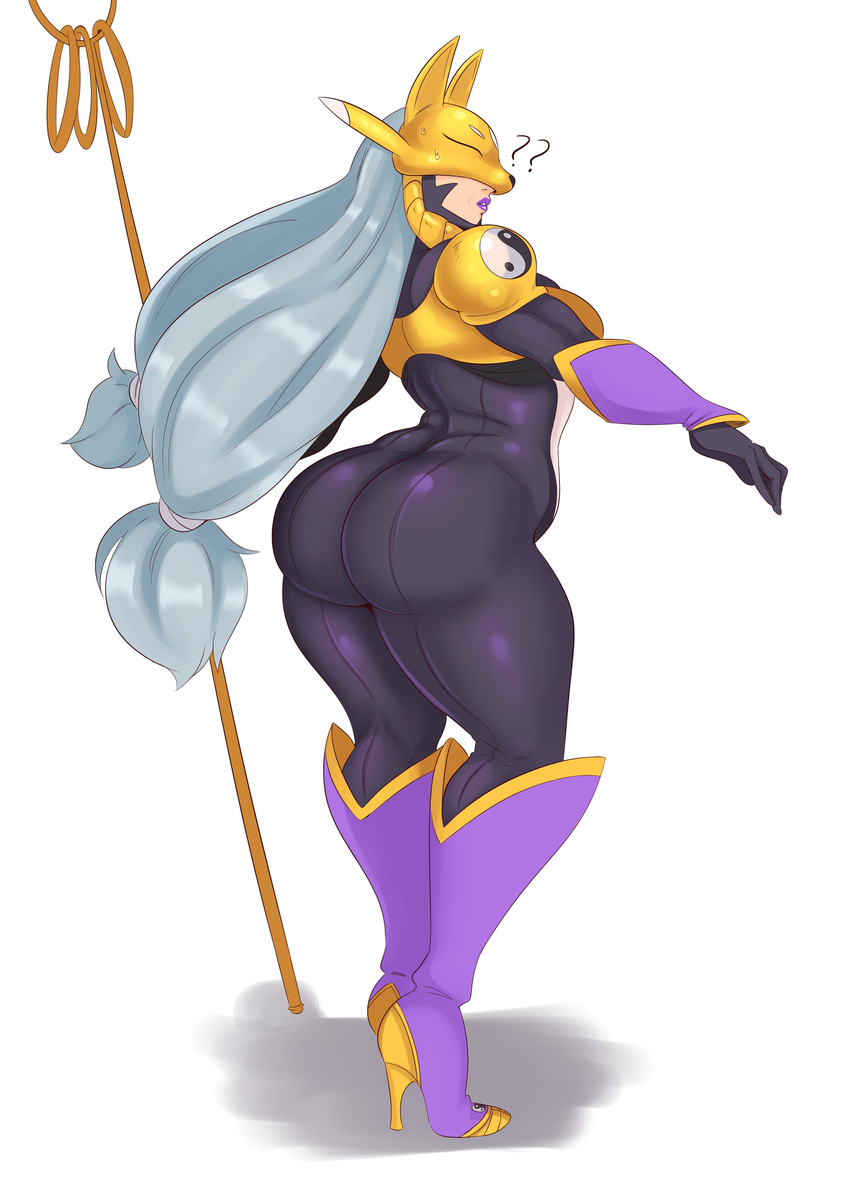 1girls, absurdres, ass, athletic, athletic ass, athletic female, big ass, bimbo, bimbo ass, bodybuilder, digimon, female, female only, high heel boots, high heels, highres, mature, mature female, milf, sakuyamon, solo, sunnysundown, thick, thick ass, thick thighs, thighs, wide hips